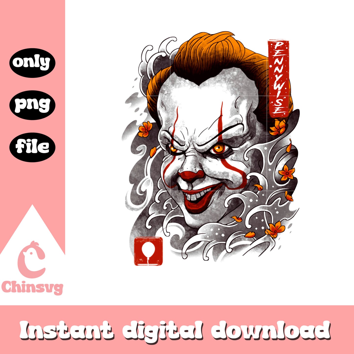 Pennywise Clown character face design png, horror movies png
