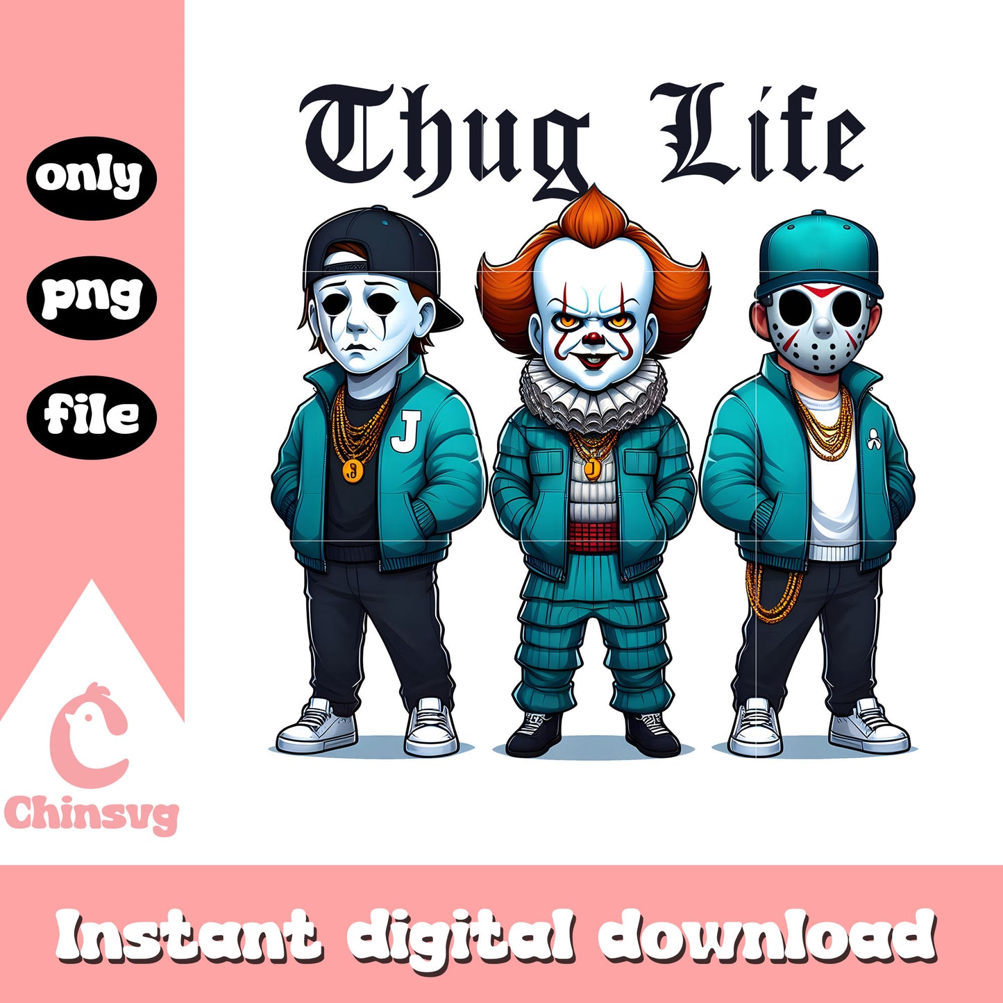 Pennywise jason michael character thug life art png, halloween day png