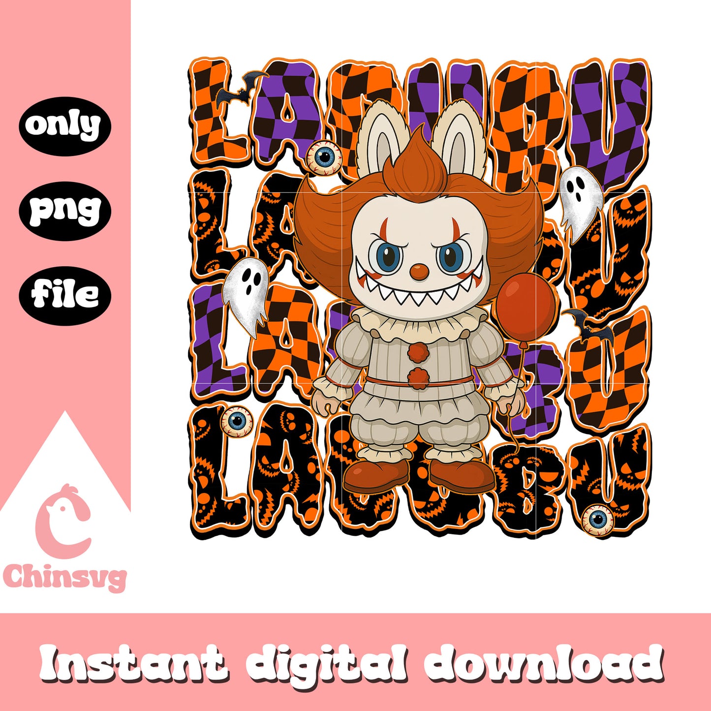Pennywise labubu doll design png, pennywise halloween png