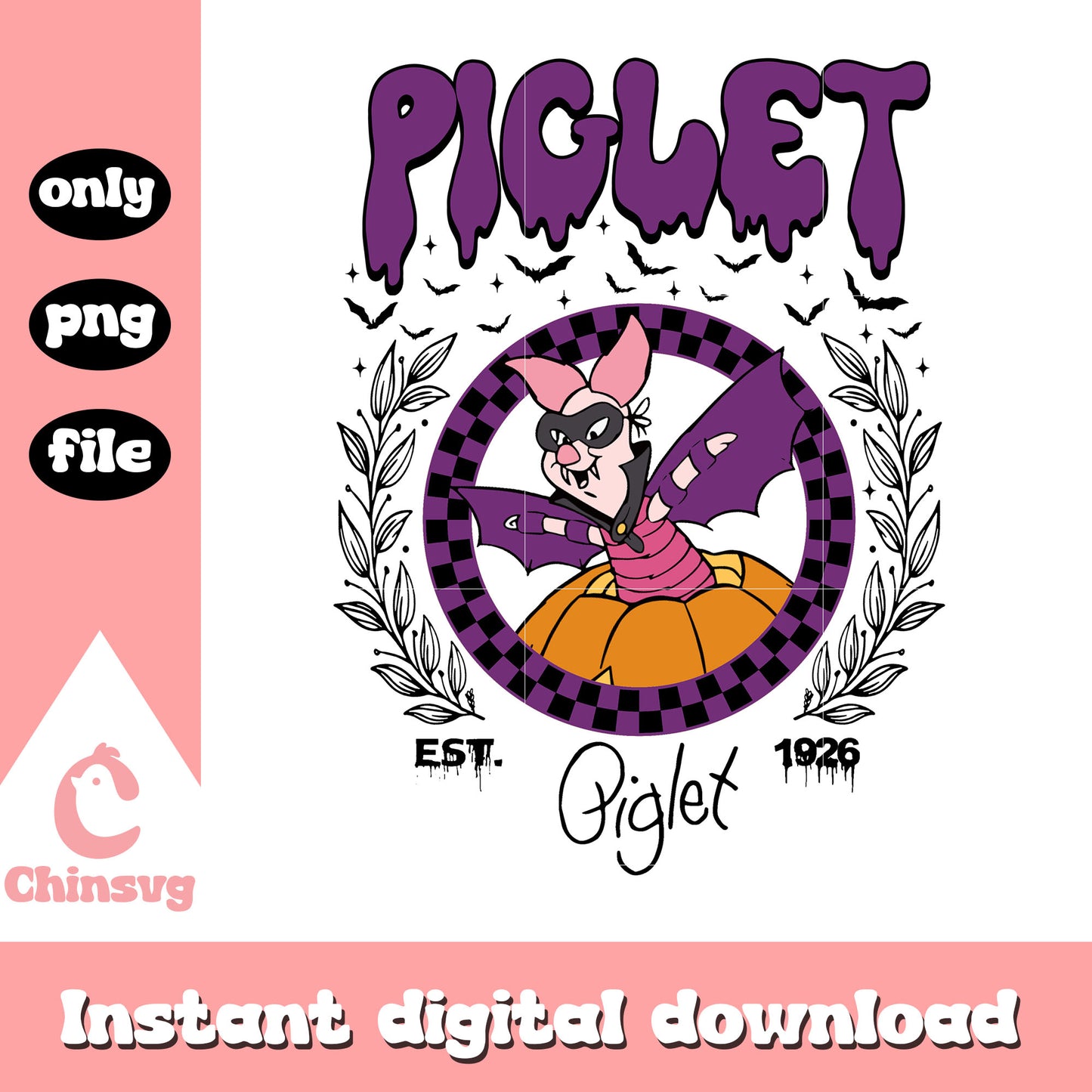 Piglet character on halloween png, disney characters png, winnie the pooh png
