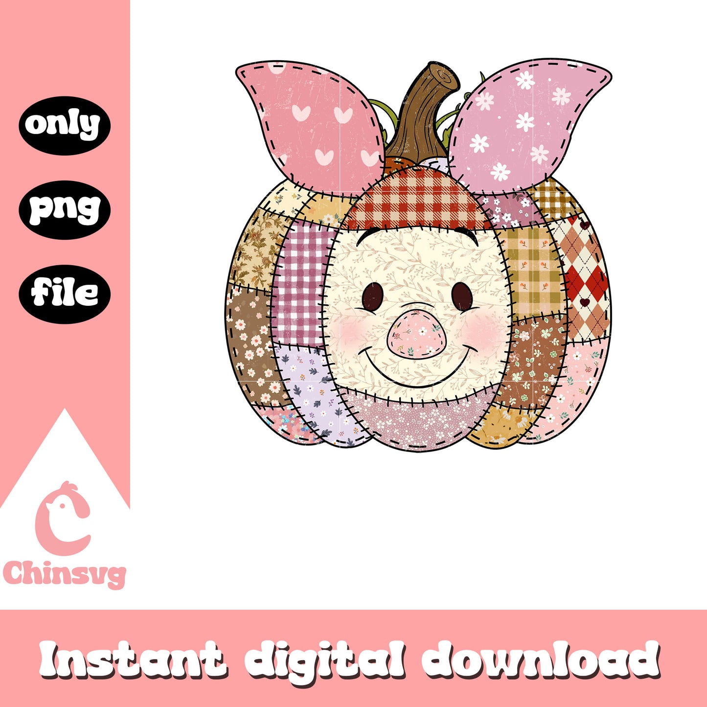 Piglet halloween pumpkin patchwork png, disney cartoon png