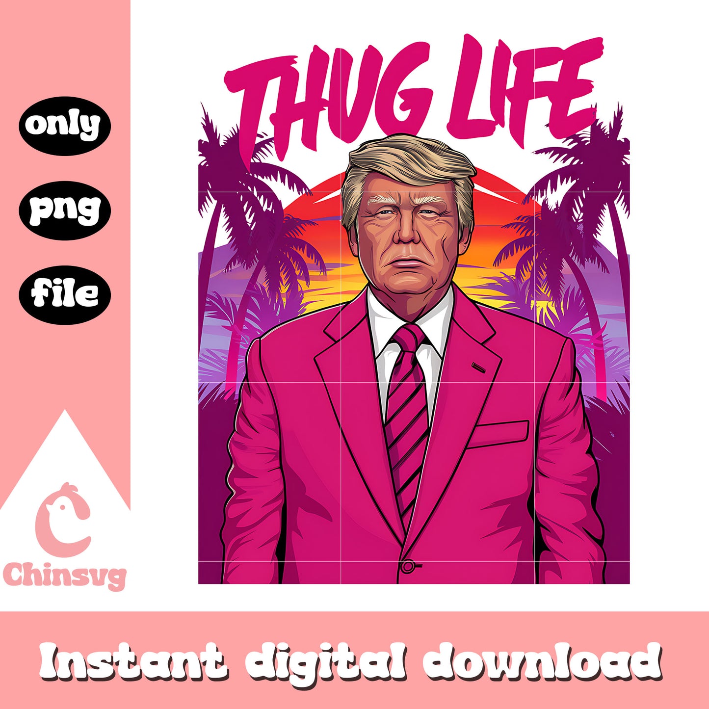 Pink donald trump thug life design png, trump thug life png