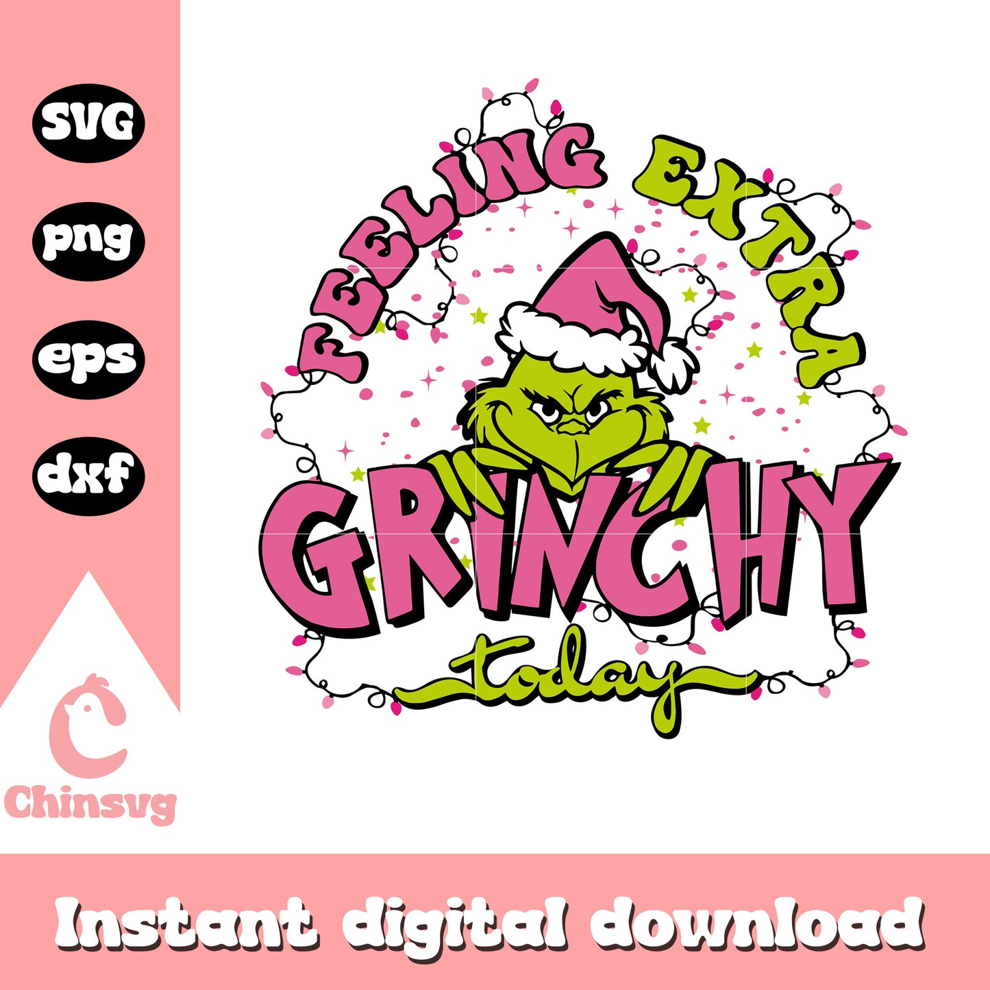 Pink feeling extra grinchy today christmas svg, feeling grinchy svg