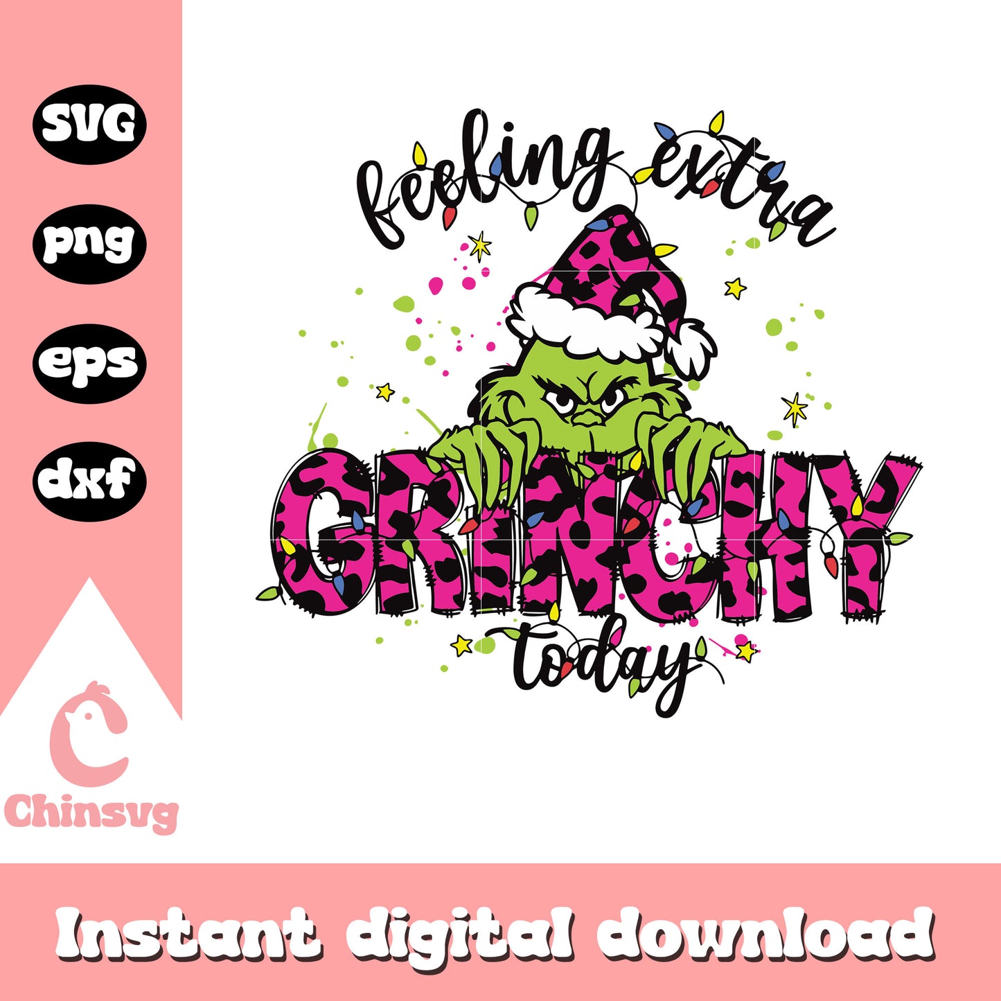 Pink leopard grinch feeling extra grinchy today svg, extra grinchy svg