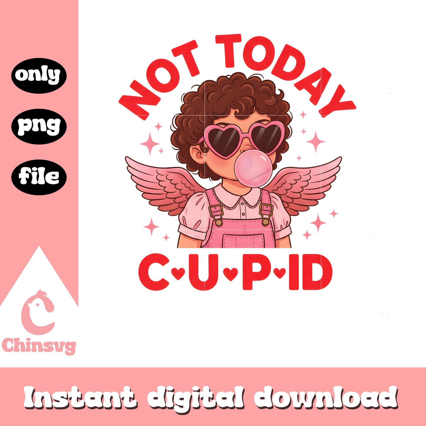 Pink angel glasses valentine png, valentine angel png