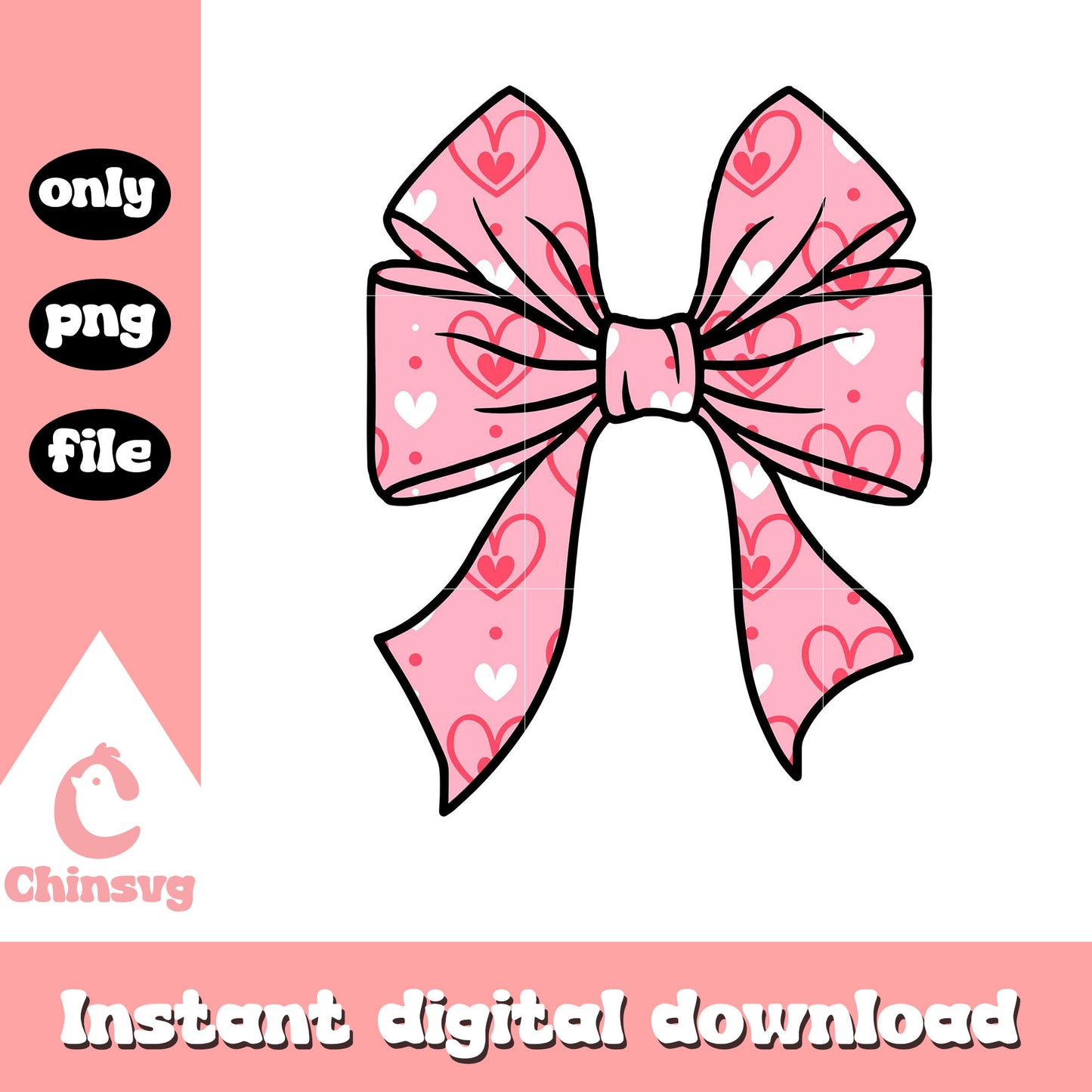Pink bow heart shape valentine png, heart shape png, valentine png