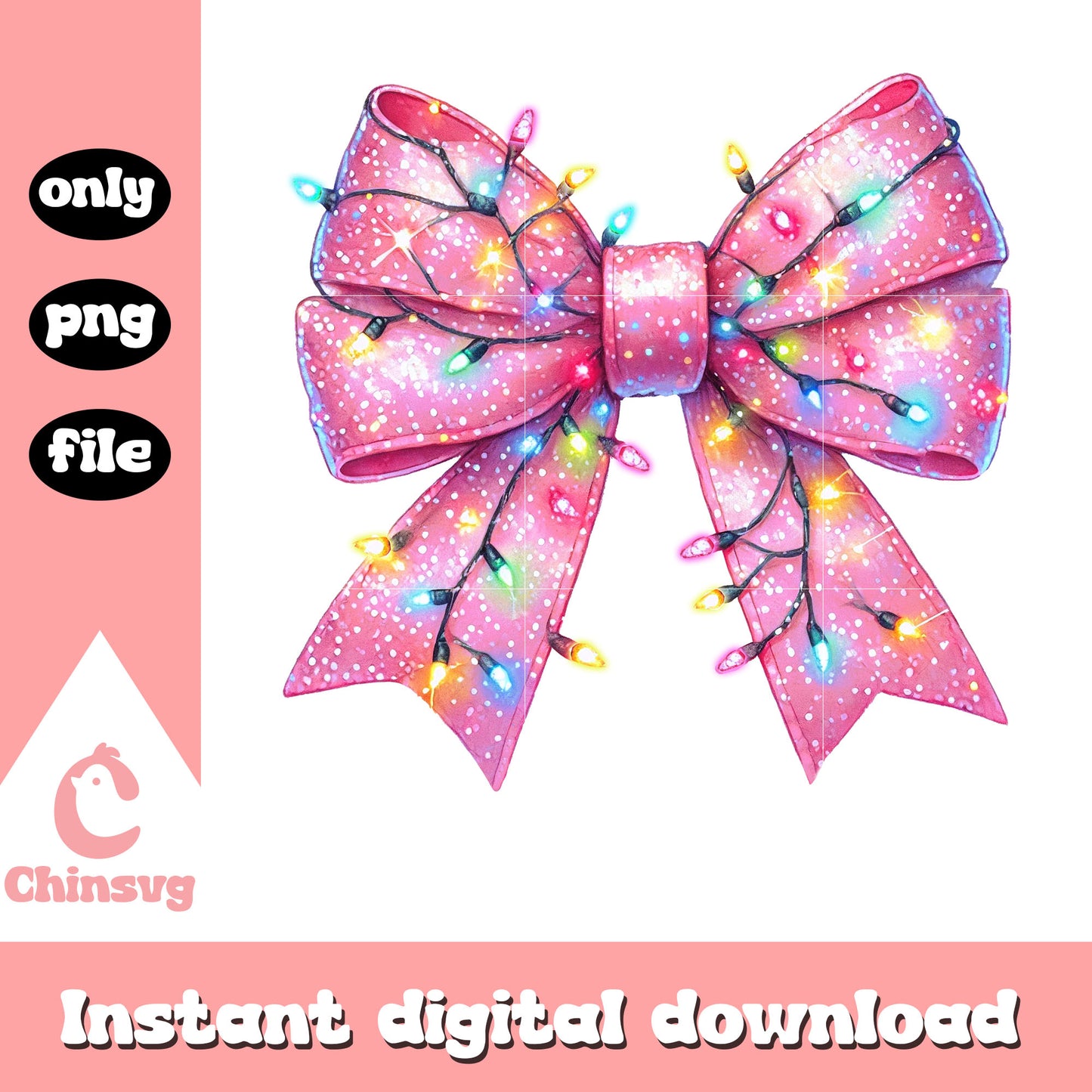 Pink bow tie christmas lights design png, pink bow tie png