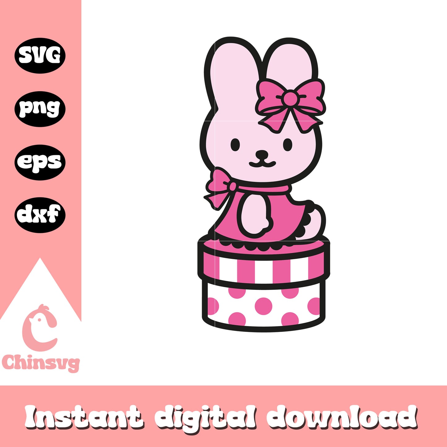 Pink bunny of hello kitty svg, hello kitty bunny friend svg