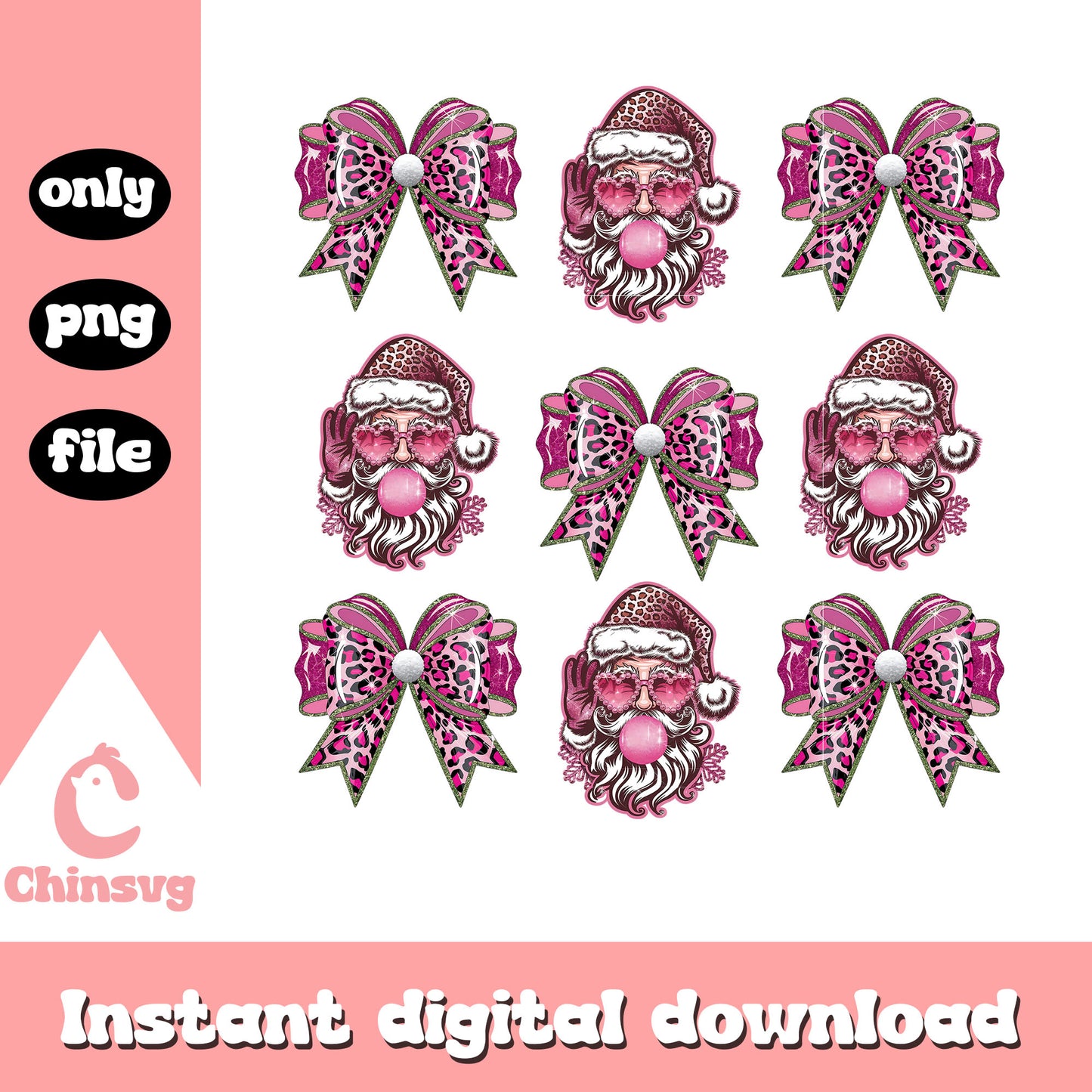 Pink christmas coquette santa claus bubble png, christmas santa png
