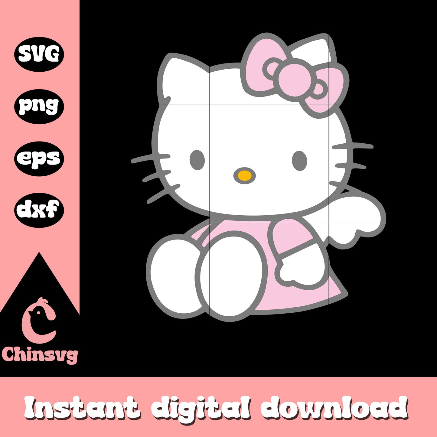 Pink hello kitty angel svg file, pink hello kitty svg, kitty cat svg