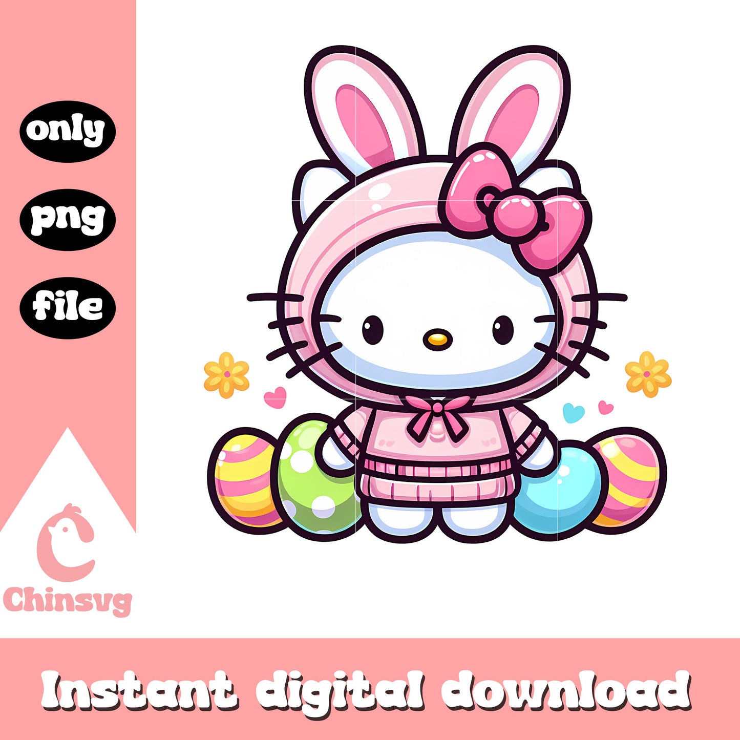 Pink kitty easter bunny png, easter bunny rabbit png, easter day png