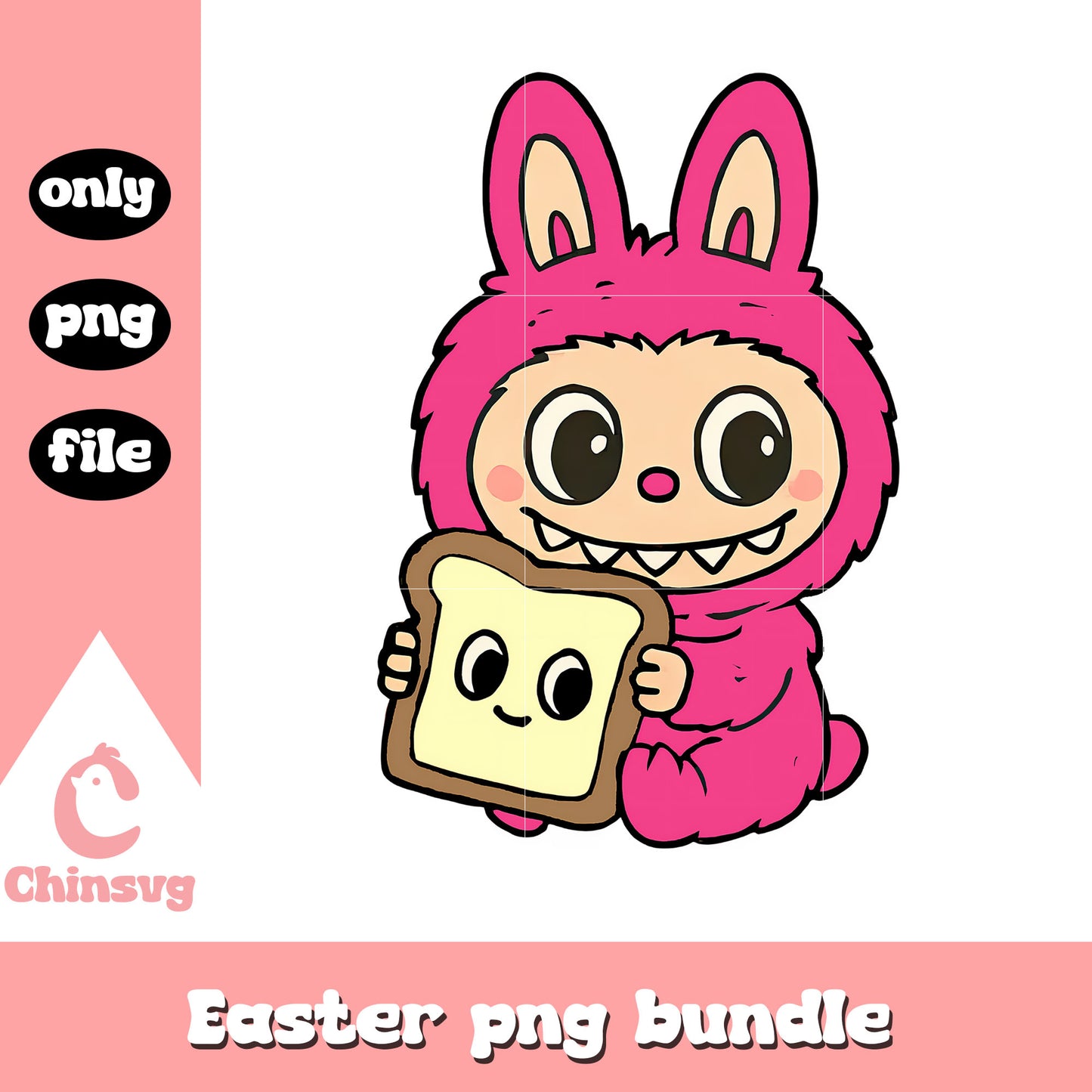 Pink labubu hand sandwitch doll design png, labubu toy png