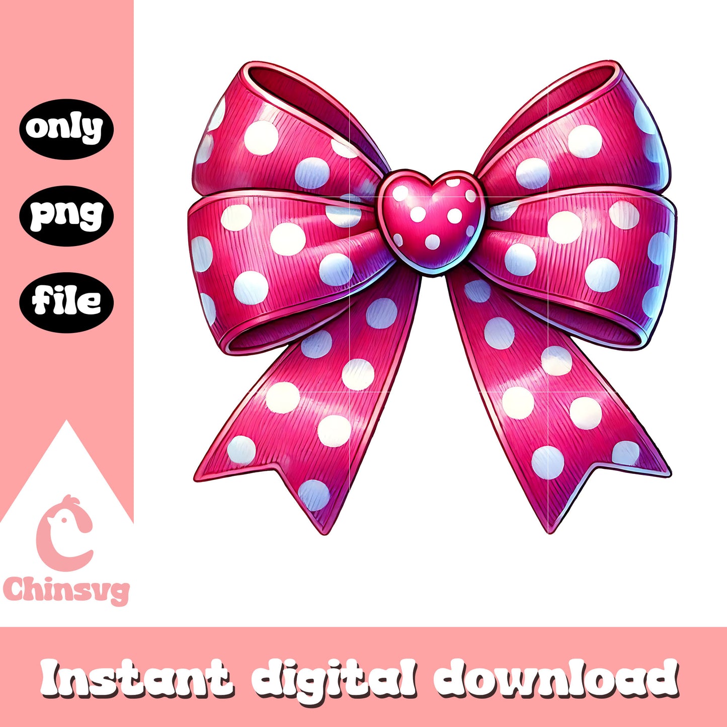 Pink ribbon polka dot pattern design png, ribbon png, valentine png
