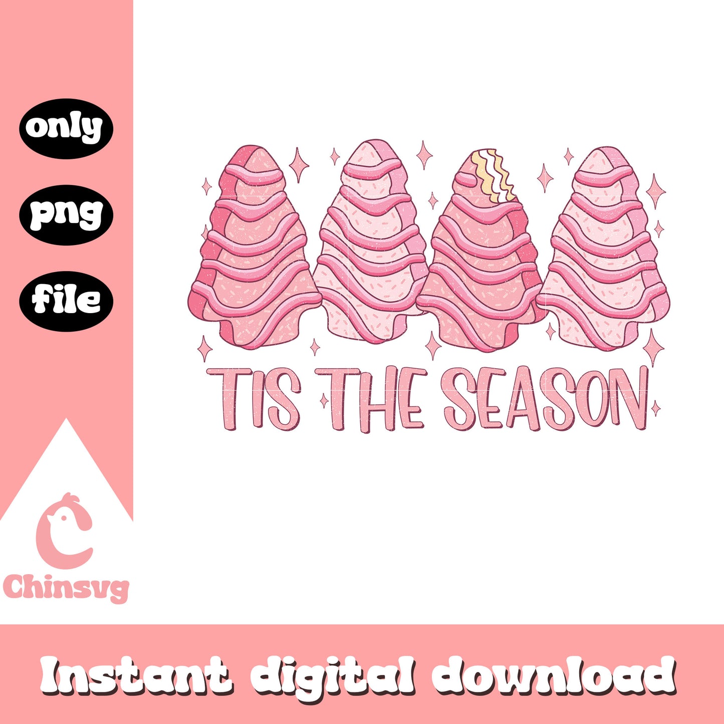 Pink tis the season christmas tree cakes png, christmas tree cakes png