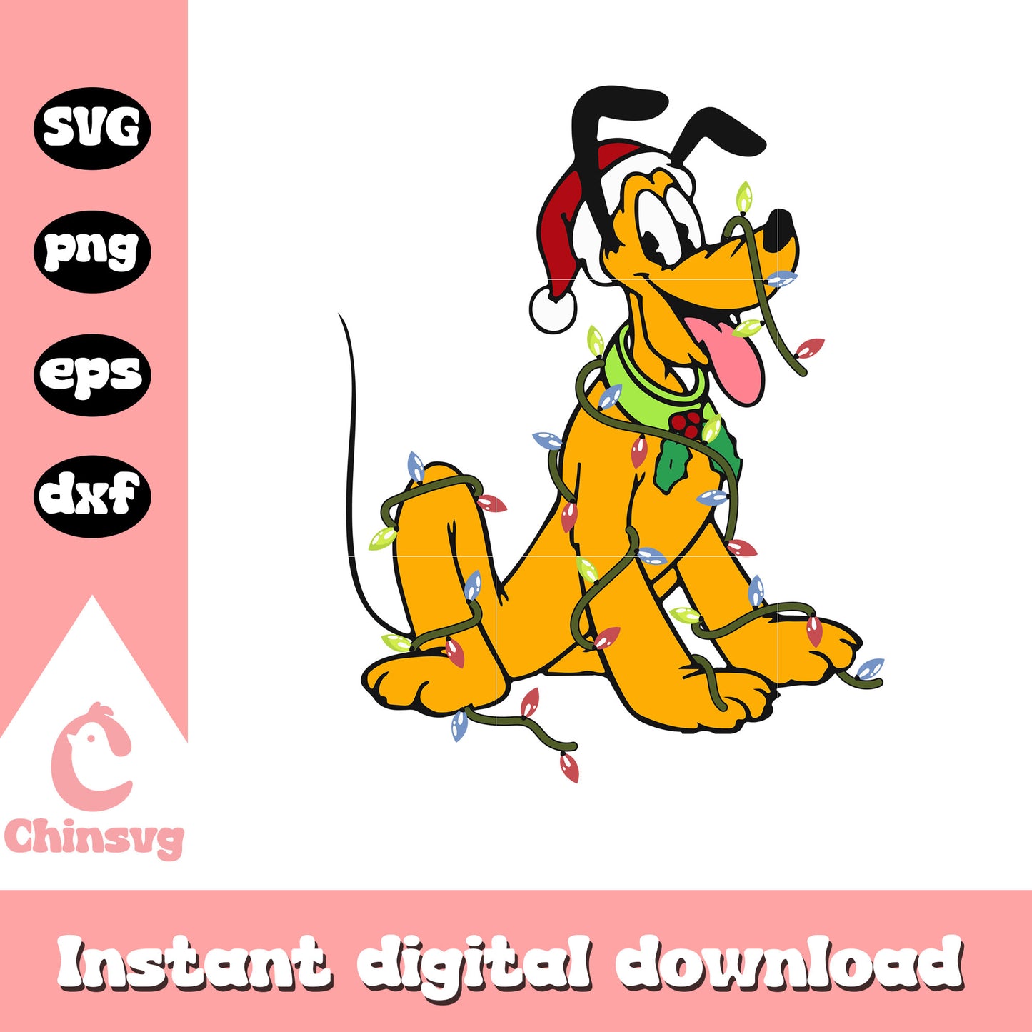 Pluto dog light christmas design svg, pluto christmas svg