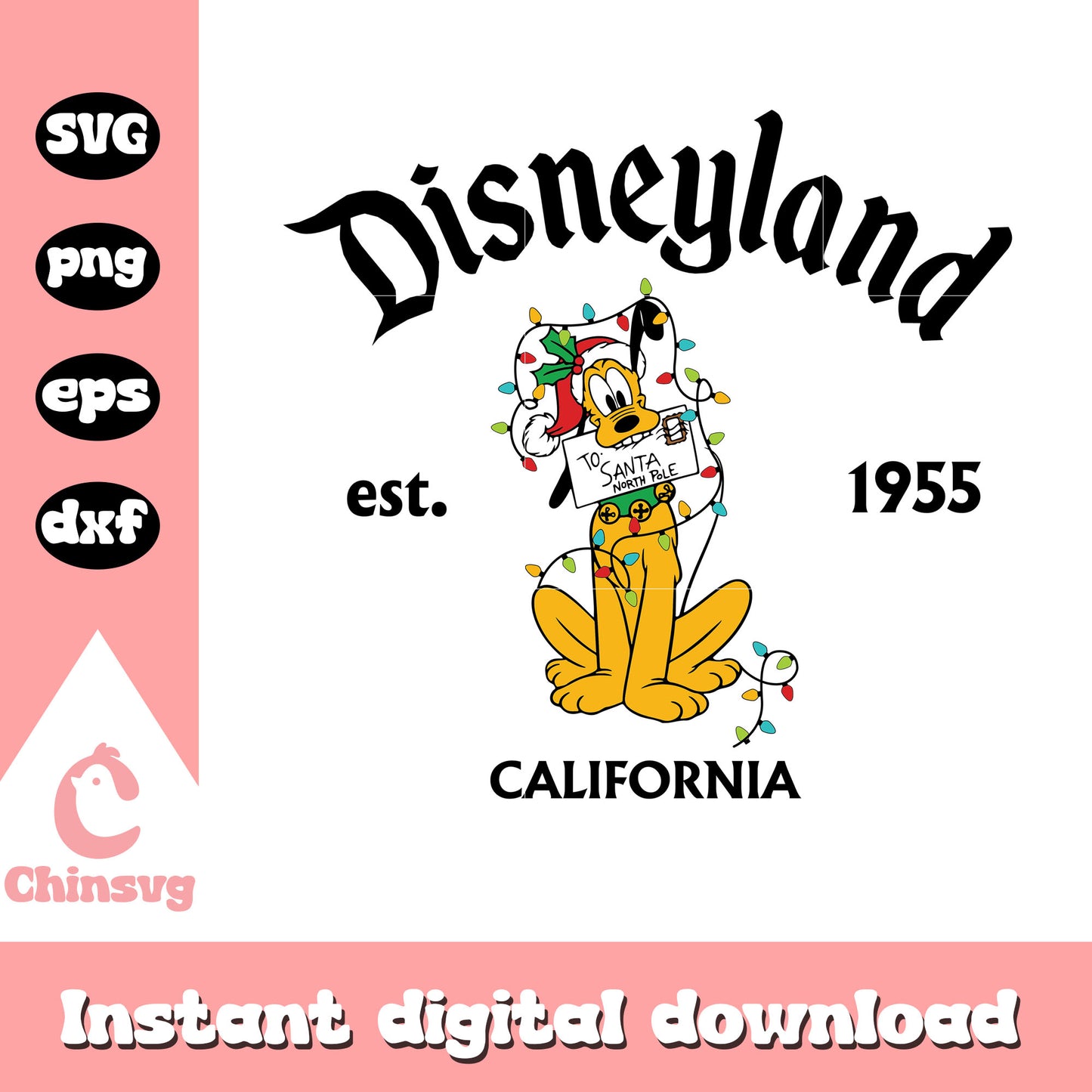 Pluto disneyland california est 1955 svg, pluto dog svg