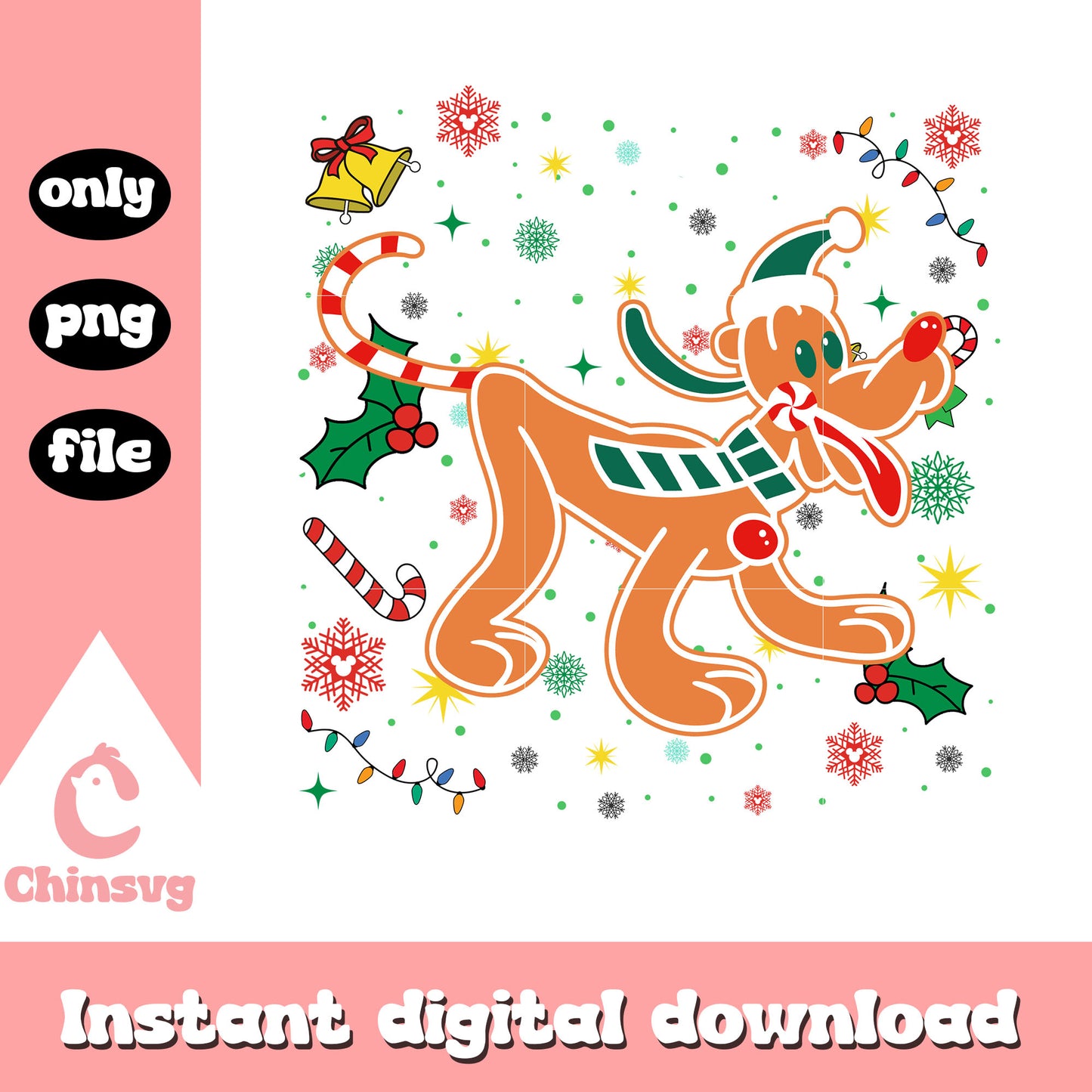 Pluto dog christmas gingerbread png, disneyland christmas png