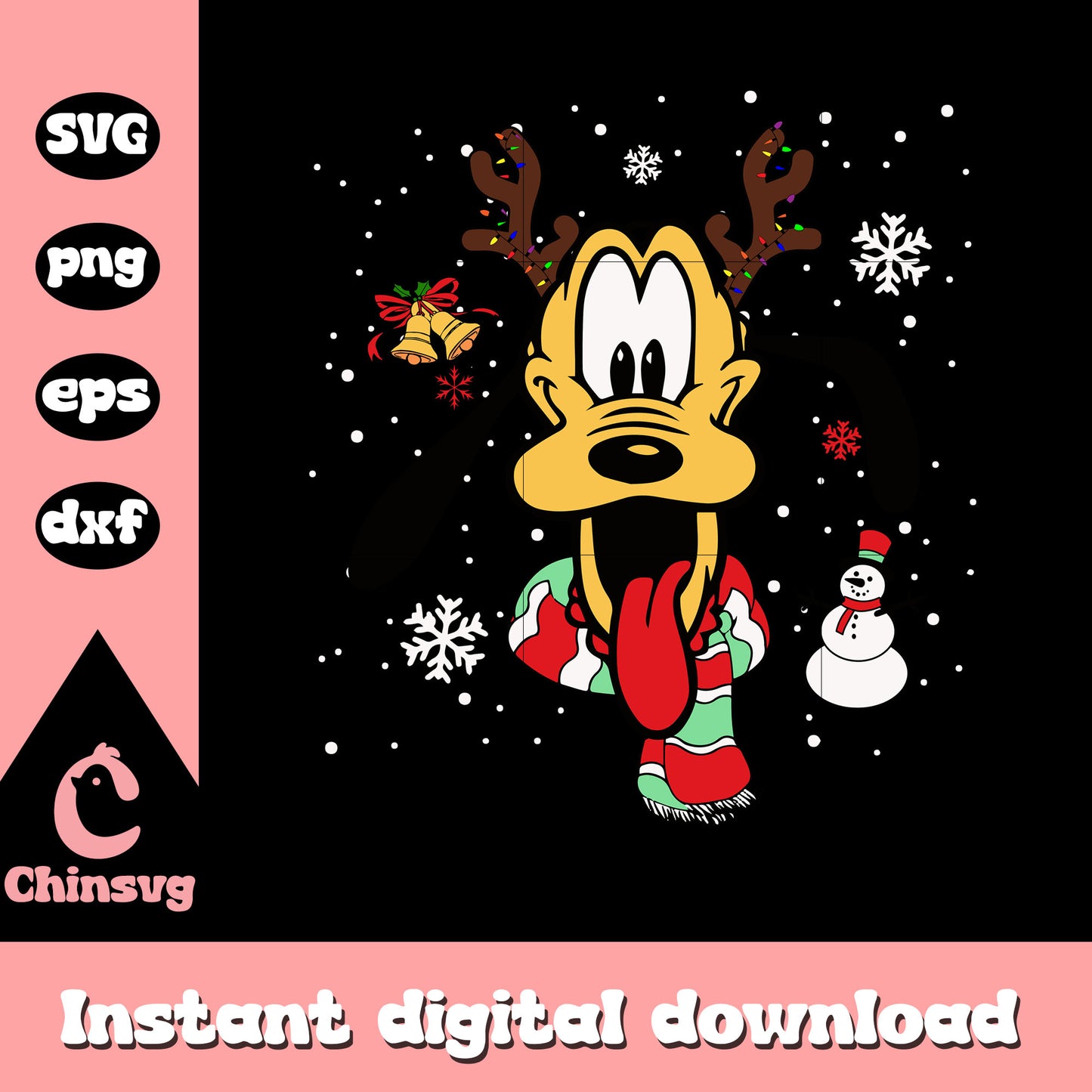 Pluto dog on christmas day svg, disney christmas svg