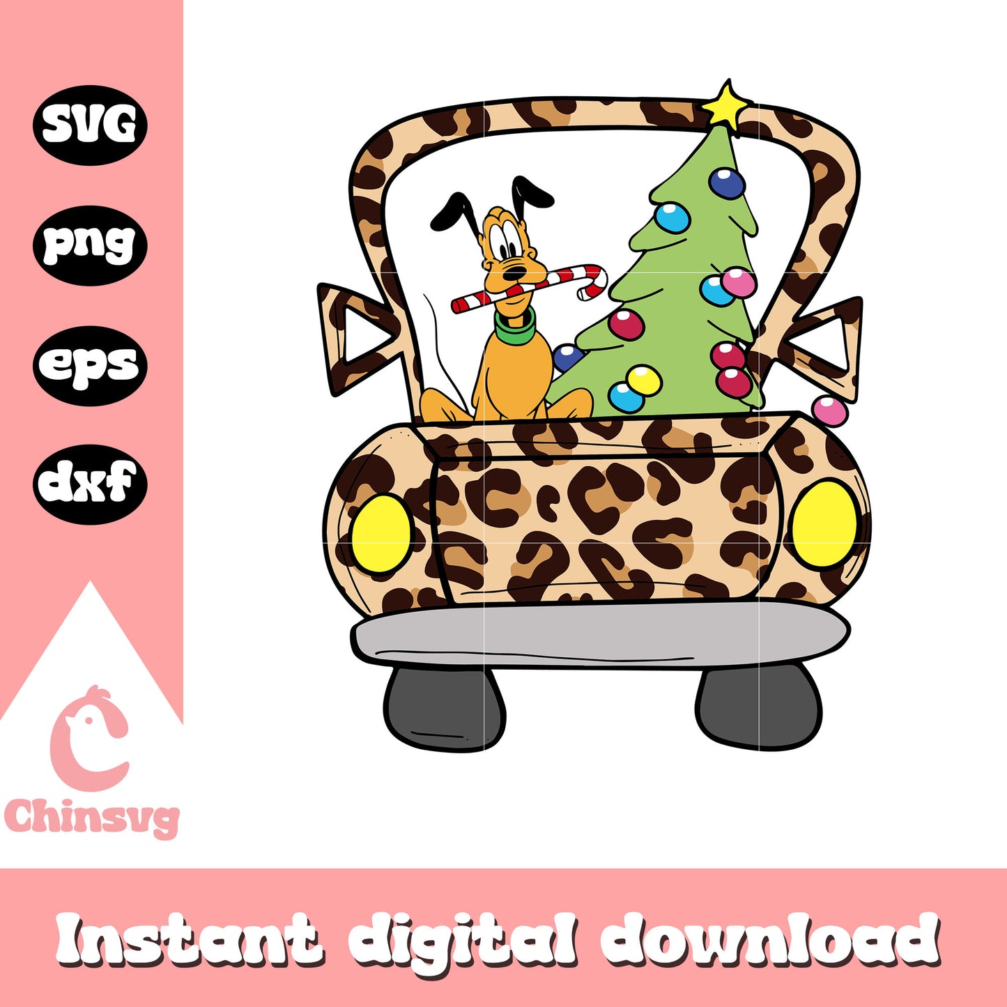 Pluto drive christmas tree svg, christmas tree decorations svg