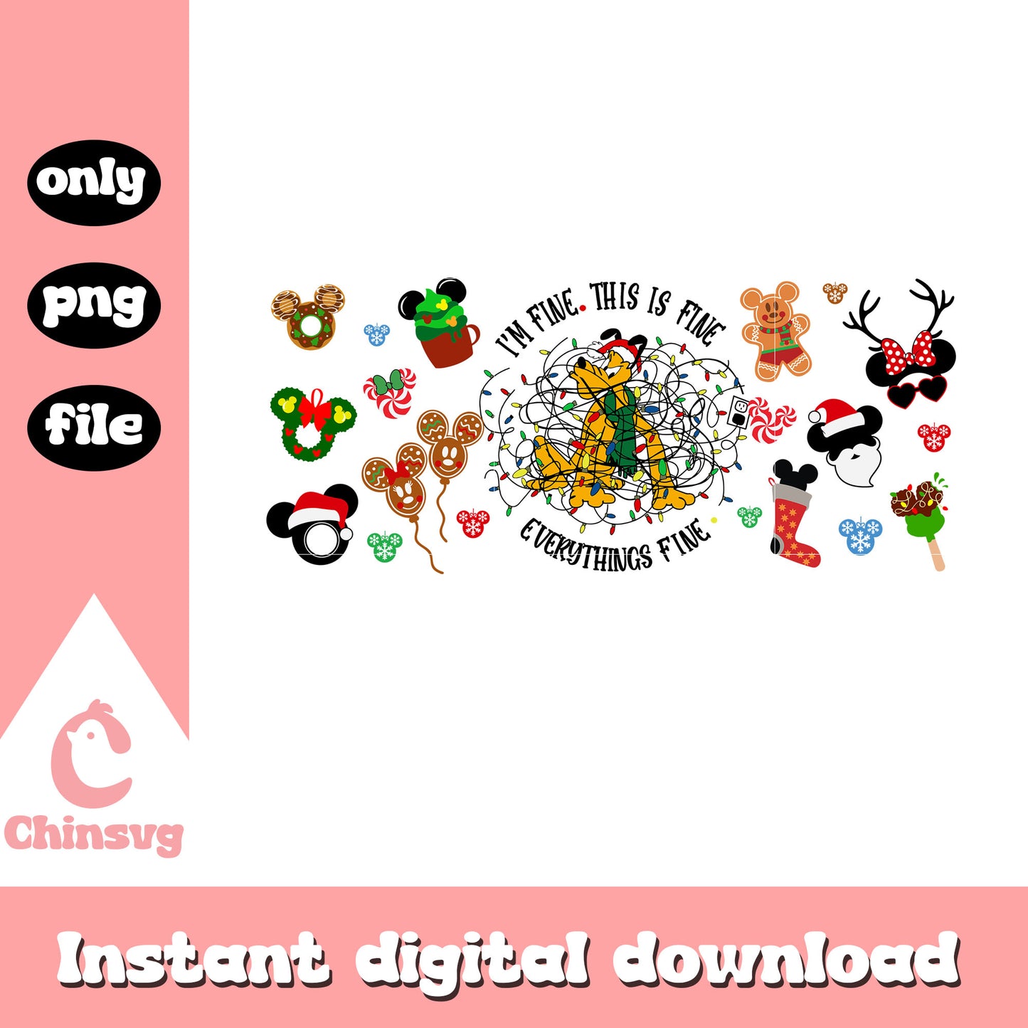 Pluto evething is fine quote xmas decor png, pluto cartoon png