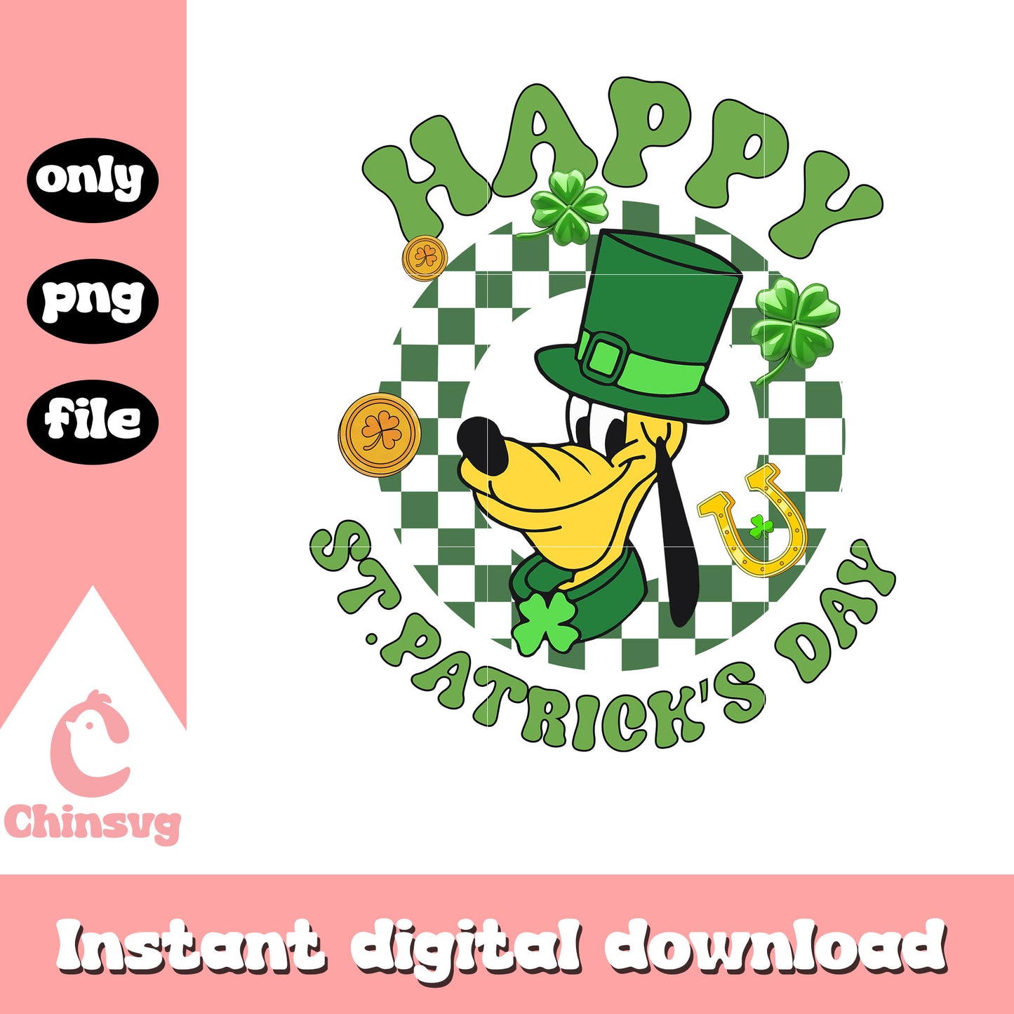 Pluto head happy st.patrick's day png, st. patrick's day png
