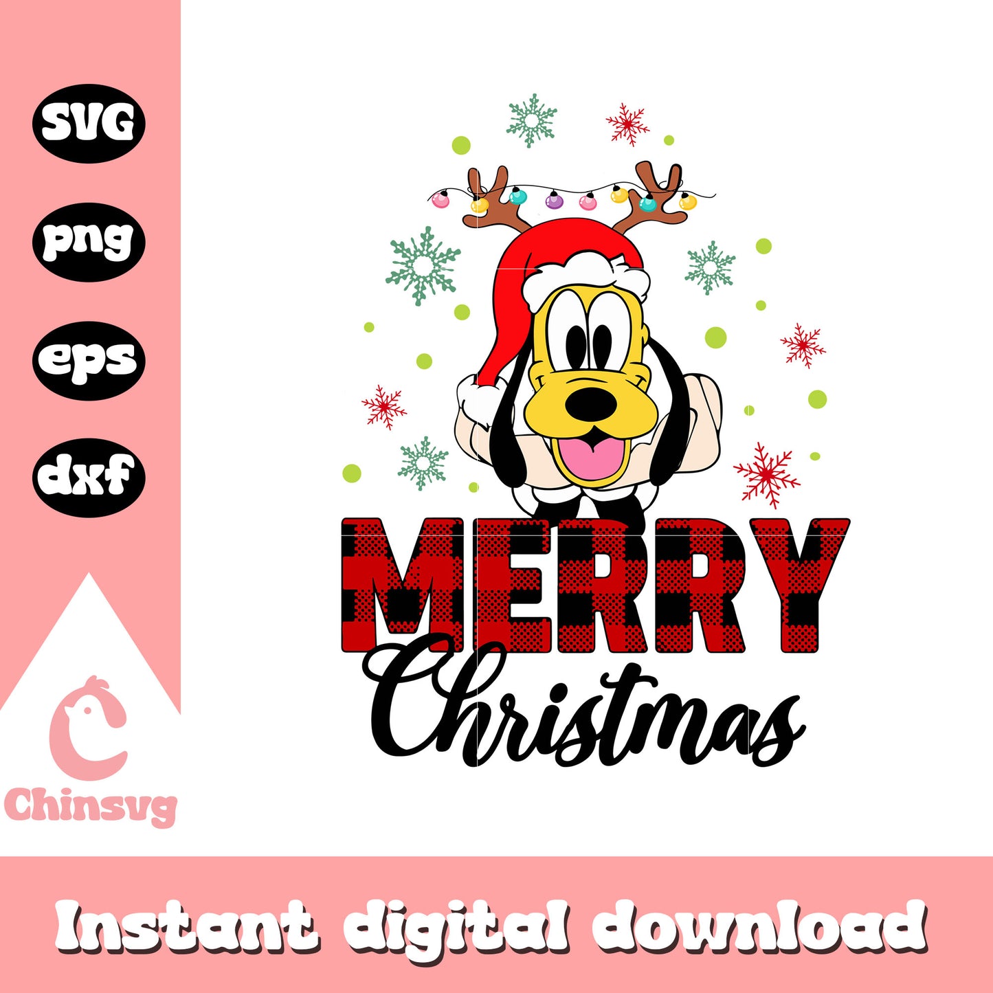 Pluto merry christmas buffalo plaid svg, pluto christmas svg