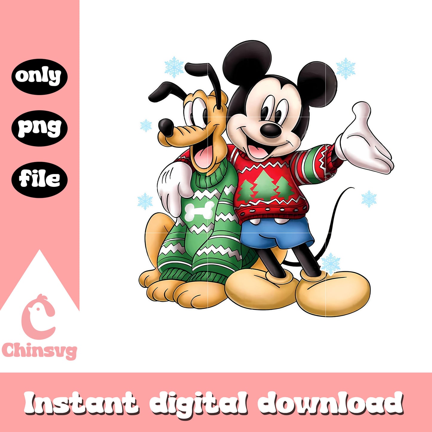 Pluto mickey in christmas design png, mickey and pluto christmas png