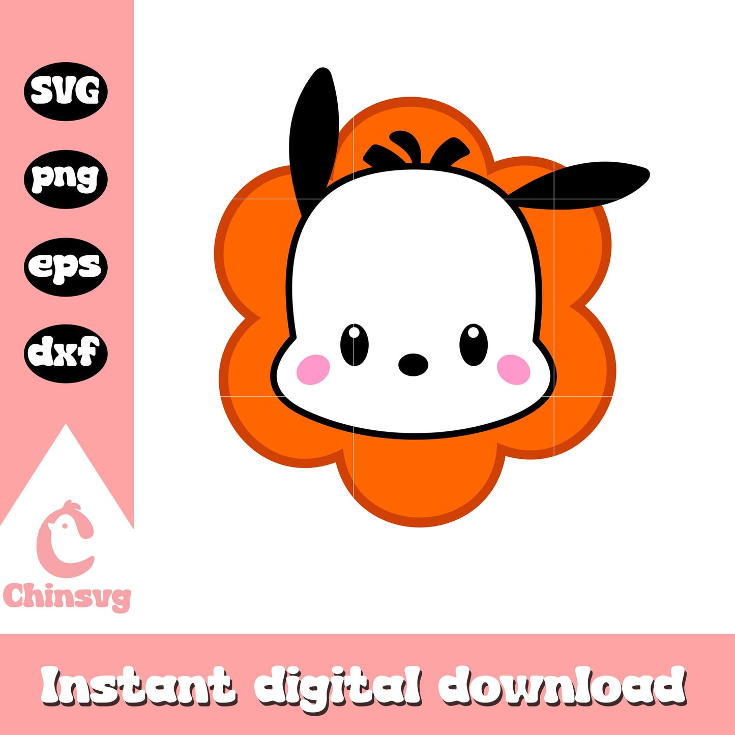 Pochacco face flower svg, pochacco cartoon svg, sanrio svg
