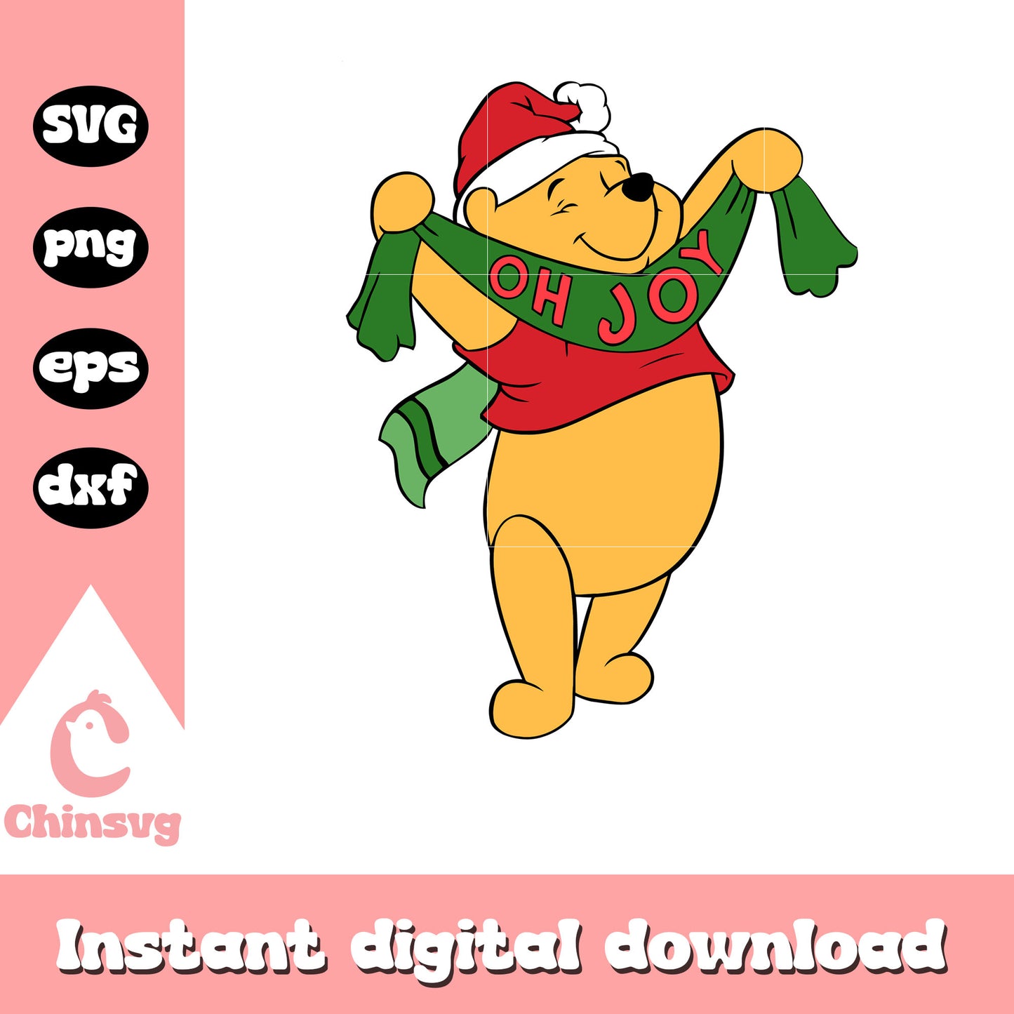 Pooh bear joy christmas design svg, winnie the pooh christmas svg