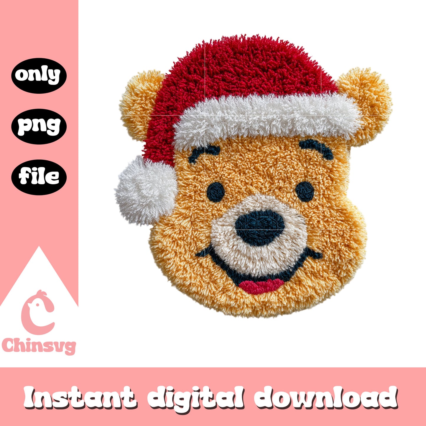 Pooh bear patchwork design png, winnie the pooh png