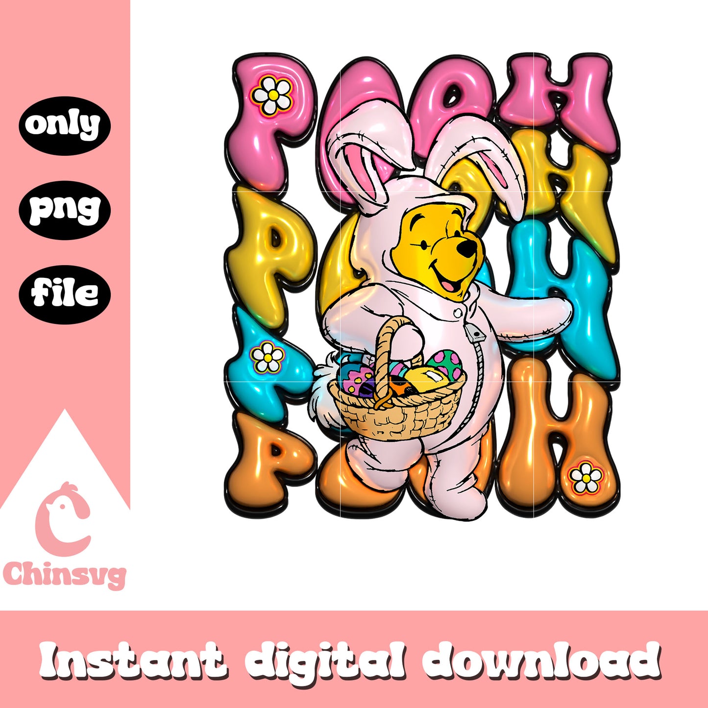Pooh cosplay bunny easter day png, easter day png, pooh png