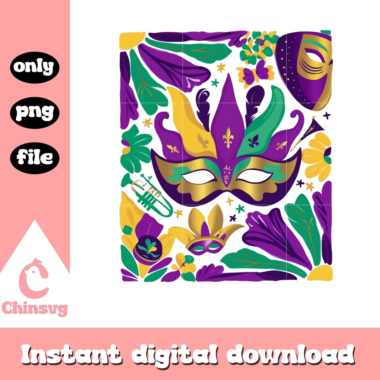 Poster mardi gras digital png, new orleans parade today png