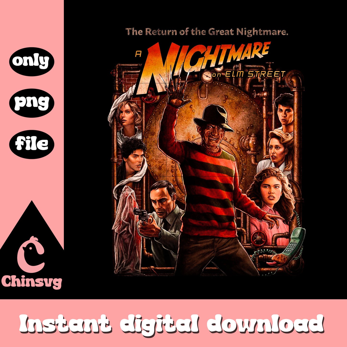 Poster movie a nightmare on elm street png, freddy krueger png