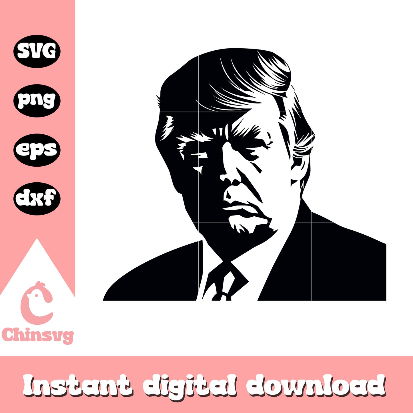 President donald trump black white svg, donald trump svg