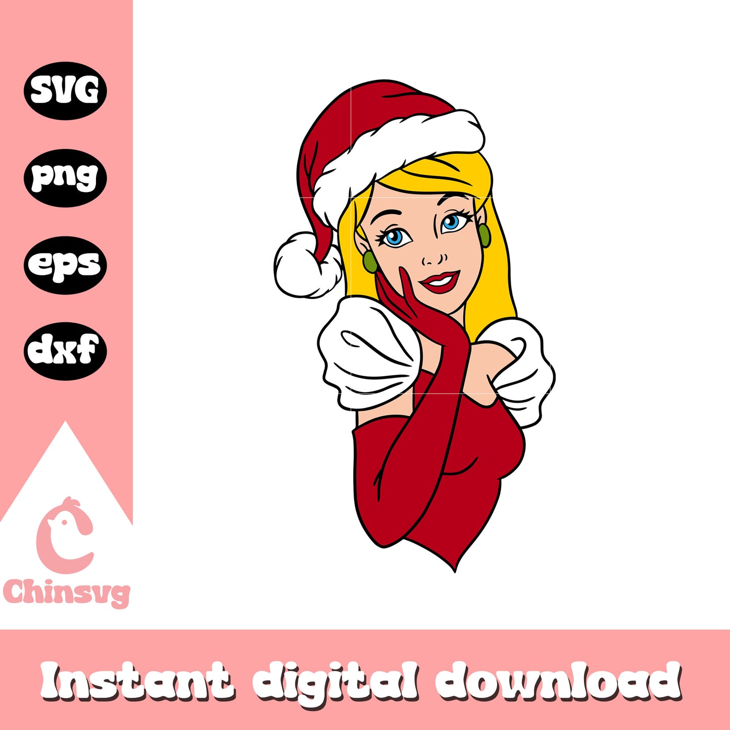 Princess cinderella santa christmas svg, cinderella christmas svg
