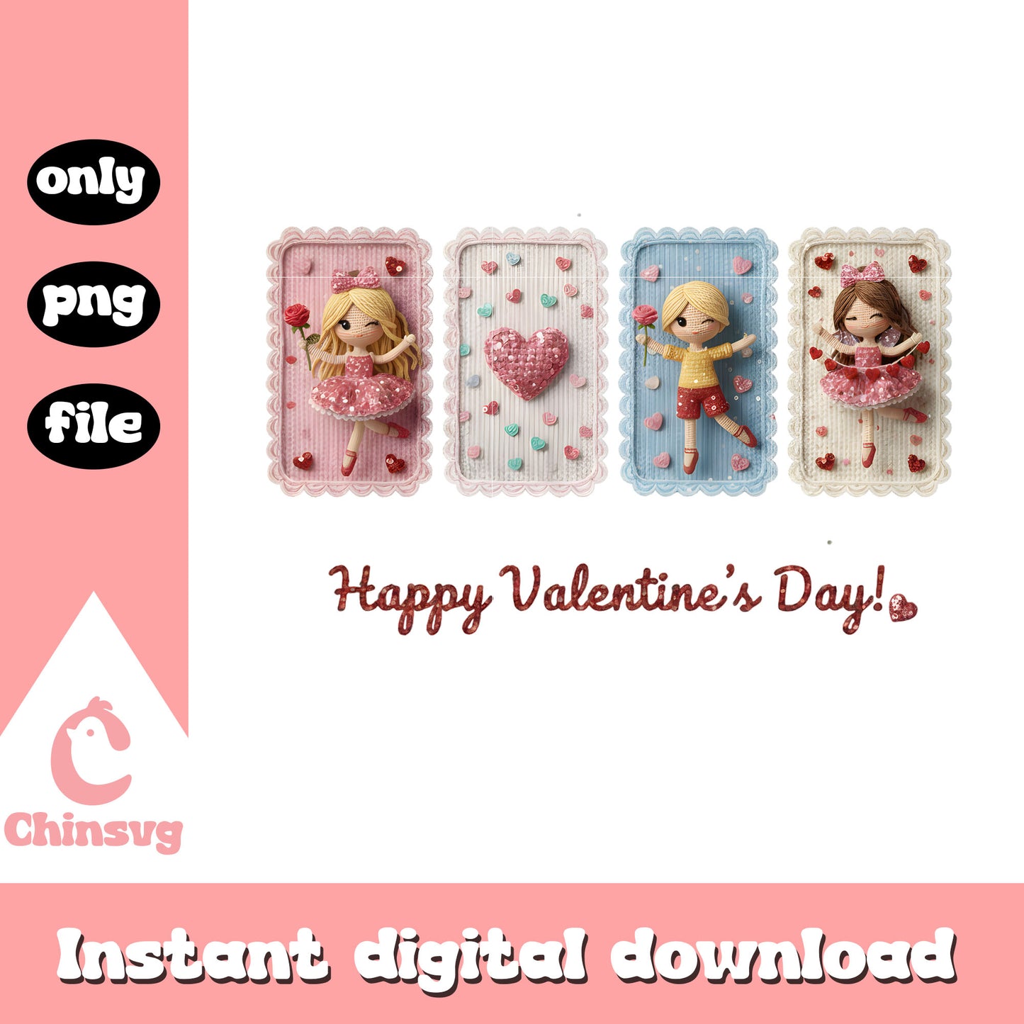 Princess chibi crochet valentine png, princess valentine png