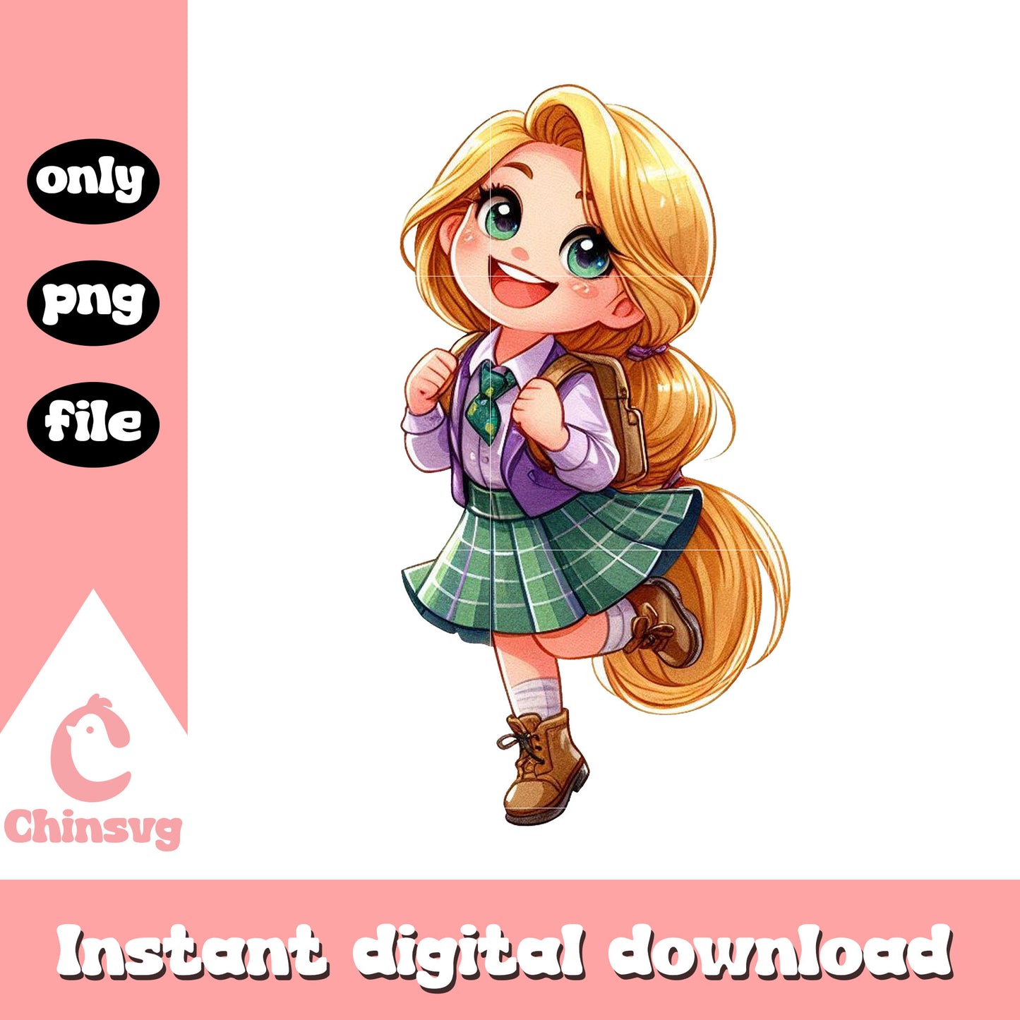 Princess rapunzel wear uniform png, school uniform png