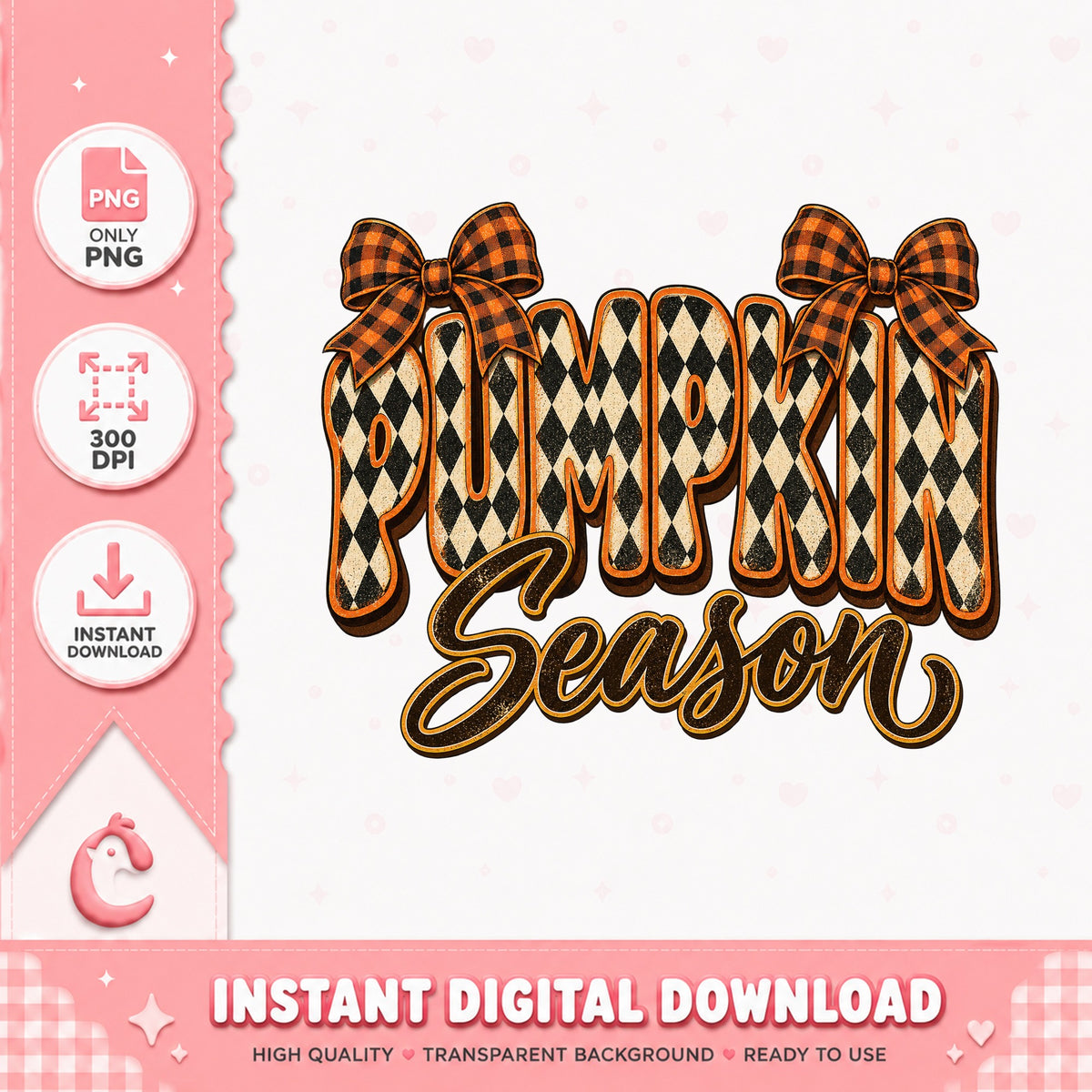 Pumpkin Season PNG, Fall Autumn Buffalo Plaid, Halloween PNG