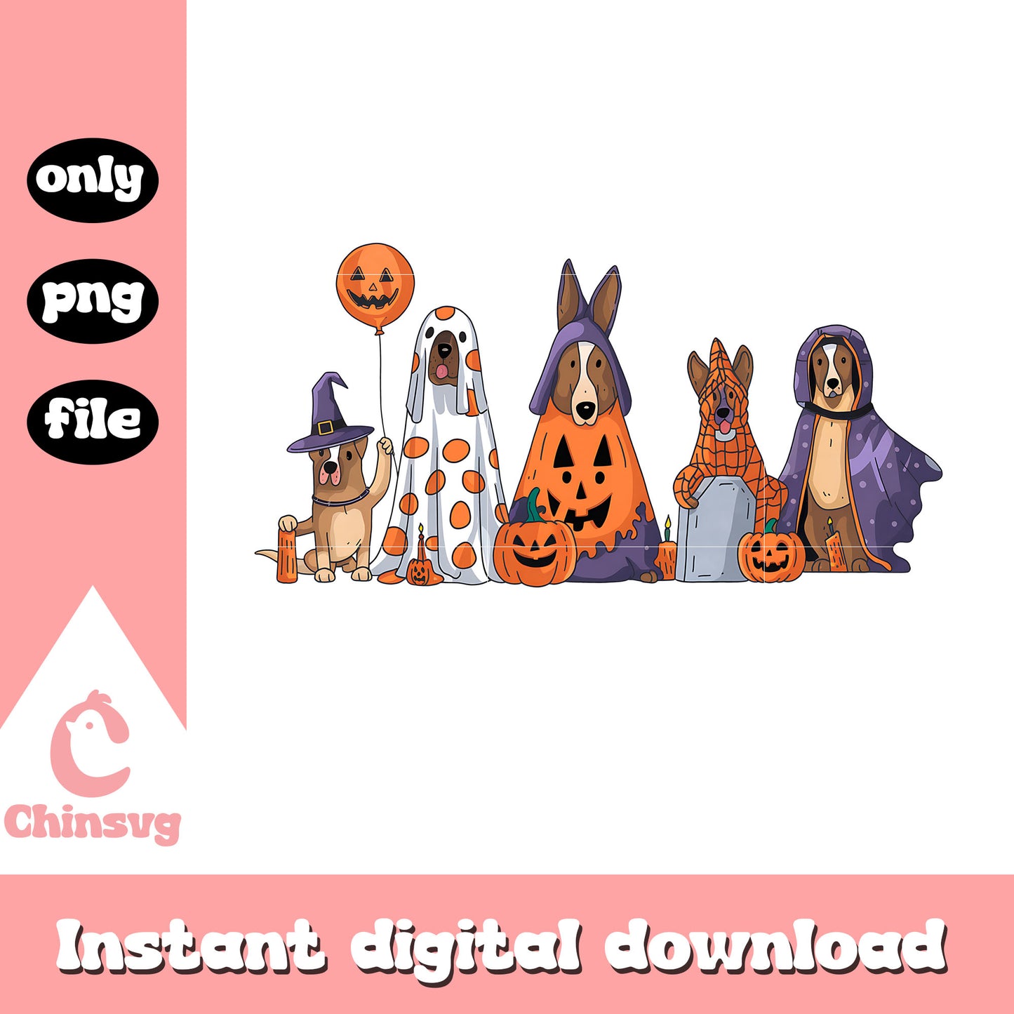 Pumpkin dogs happy halloween design png, halloween decor png