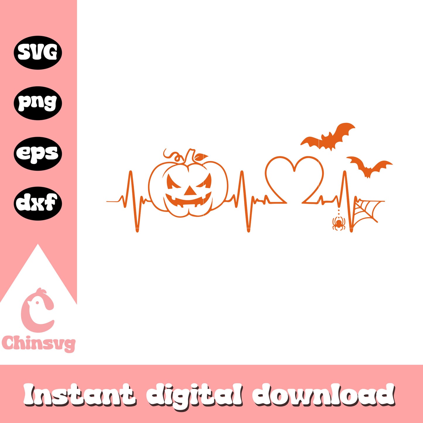 Pumpkin heart rate halloween svg, halloween pumpkins svg
