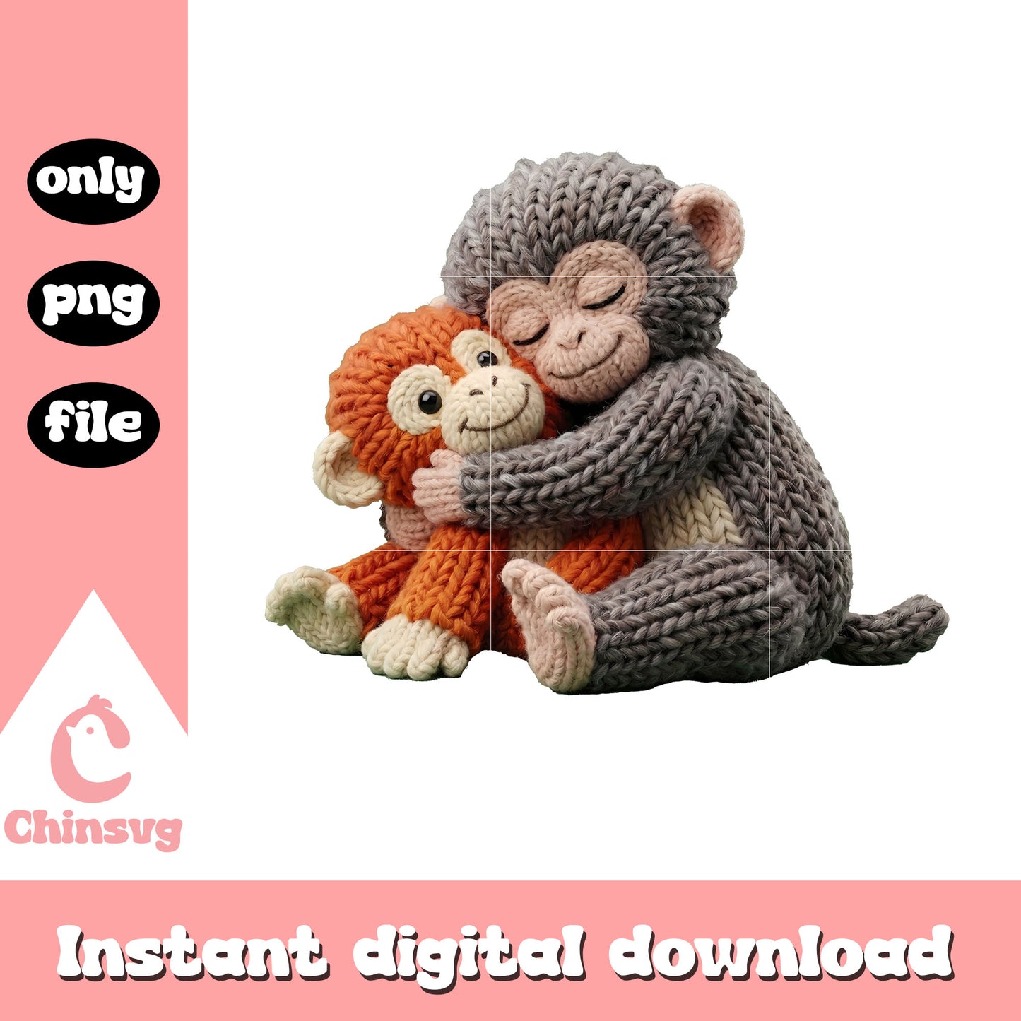 Punch monkey hug patchwork png, cozy monkey png, monkey punch png