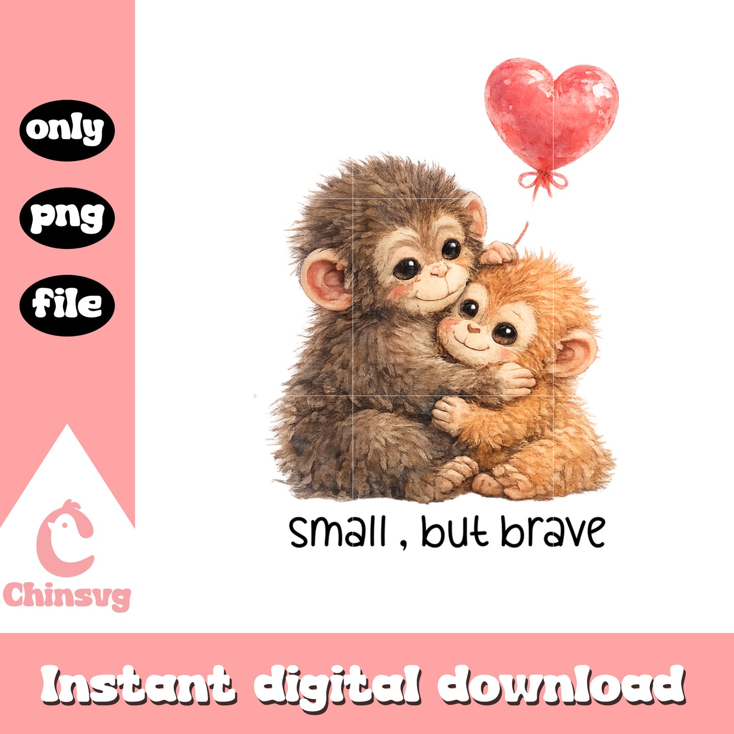 Punch monkey small but brave watercolor png, viral monkey meme png