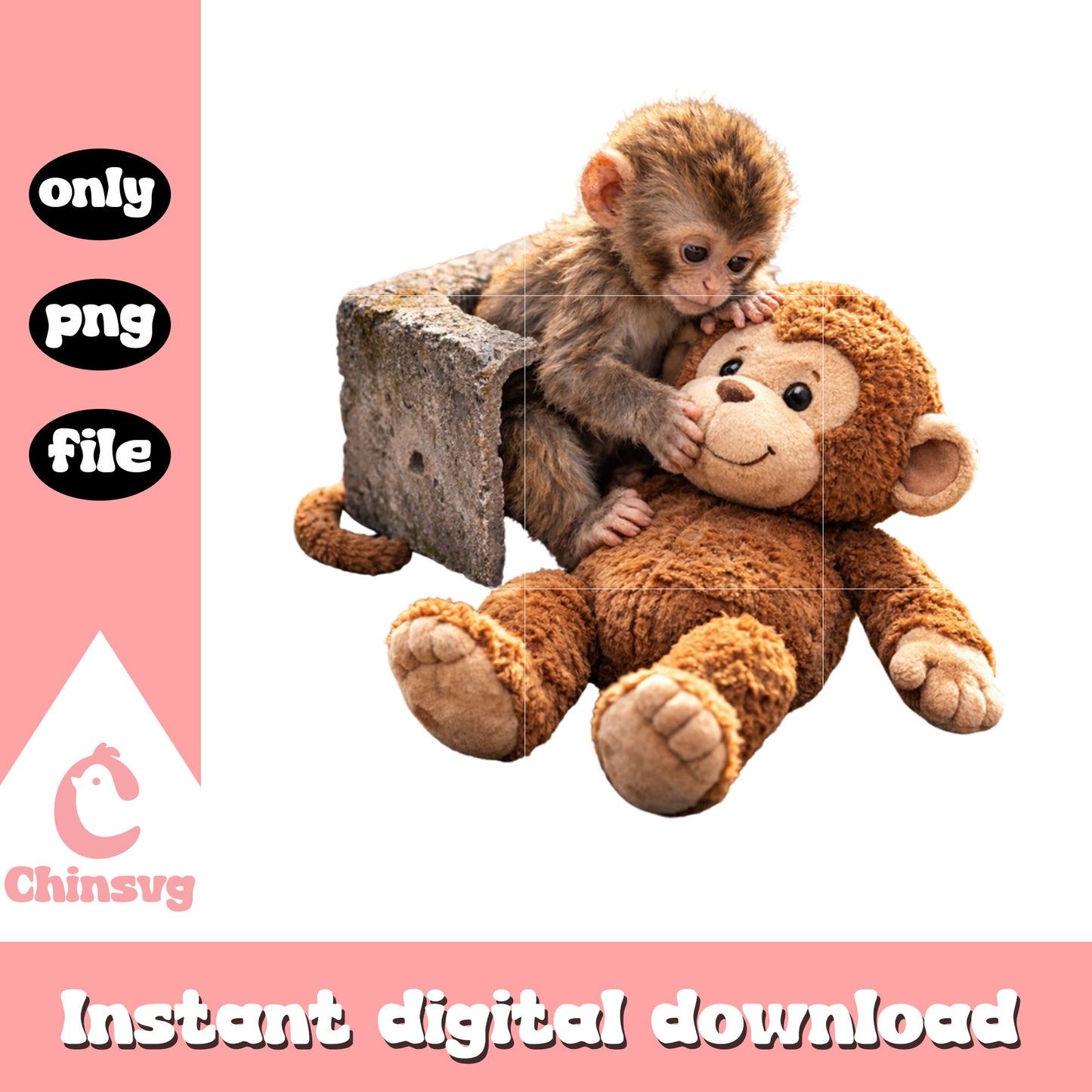 Punch monkey with friend cozy png, baby monkey png, monkey punch hazard png