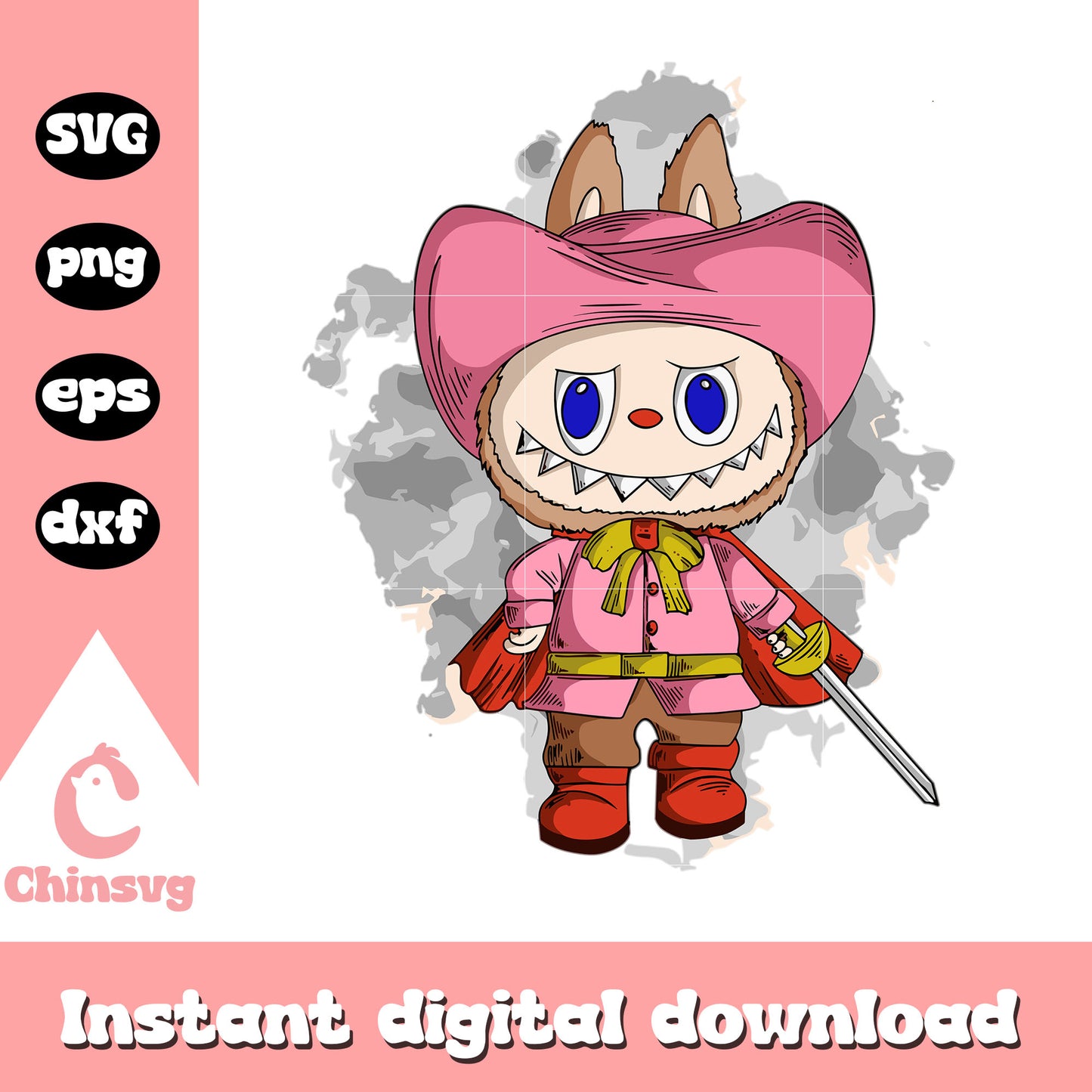 Puss in boots labubu doll drawing design svg, puss in boots svg