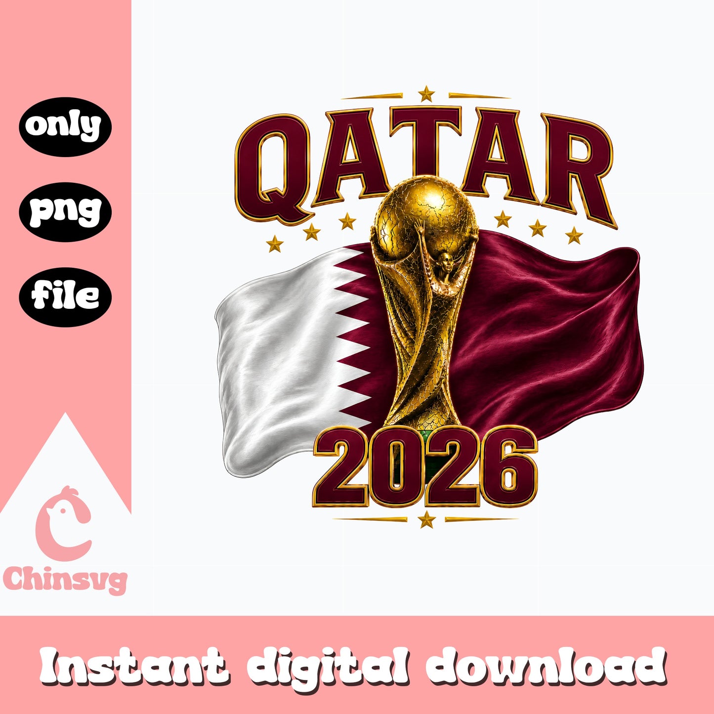 Qatar 2026 World Cup Trophy PNG, Qatar Flag Soccer PNG, Football PNG