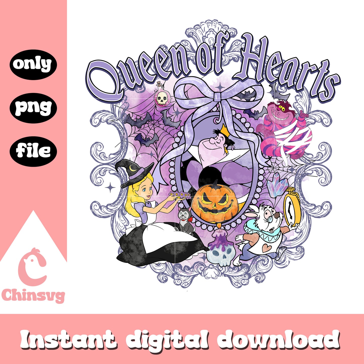 Queen of Hearts and alice character png, evil disney characters png