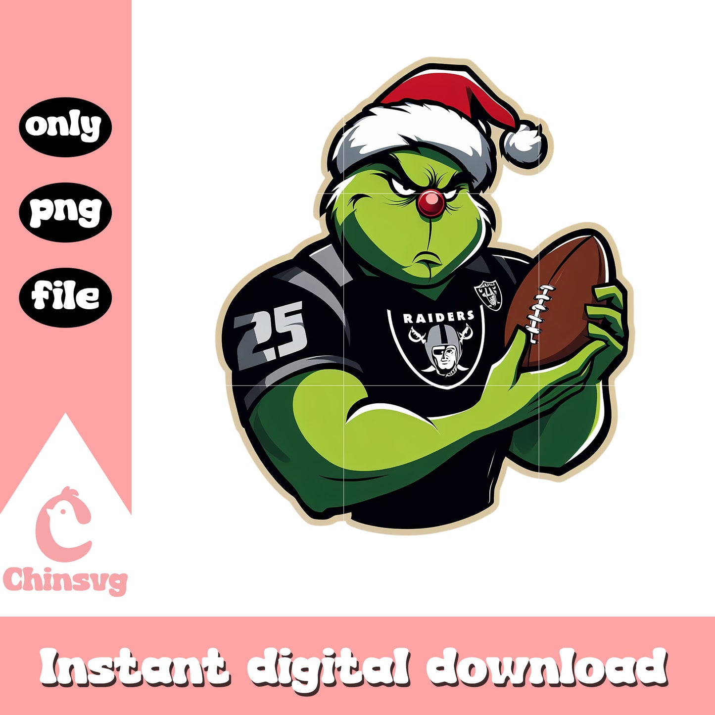 Raiders black grinch custom png, raiders football png