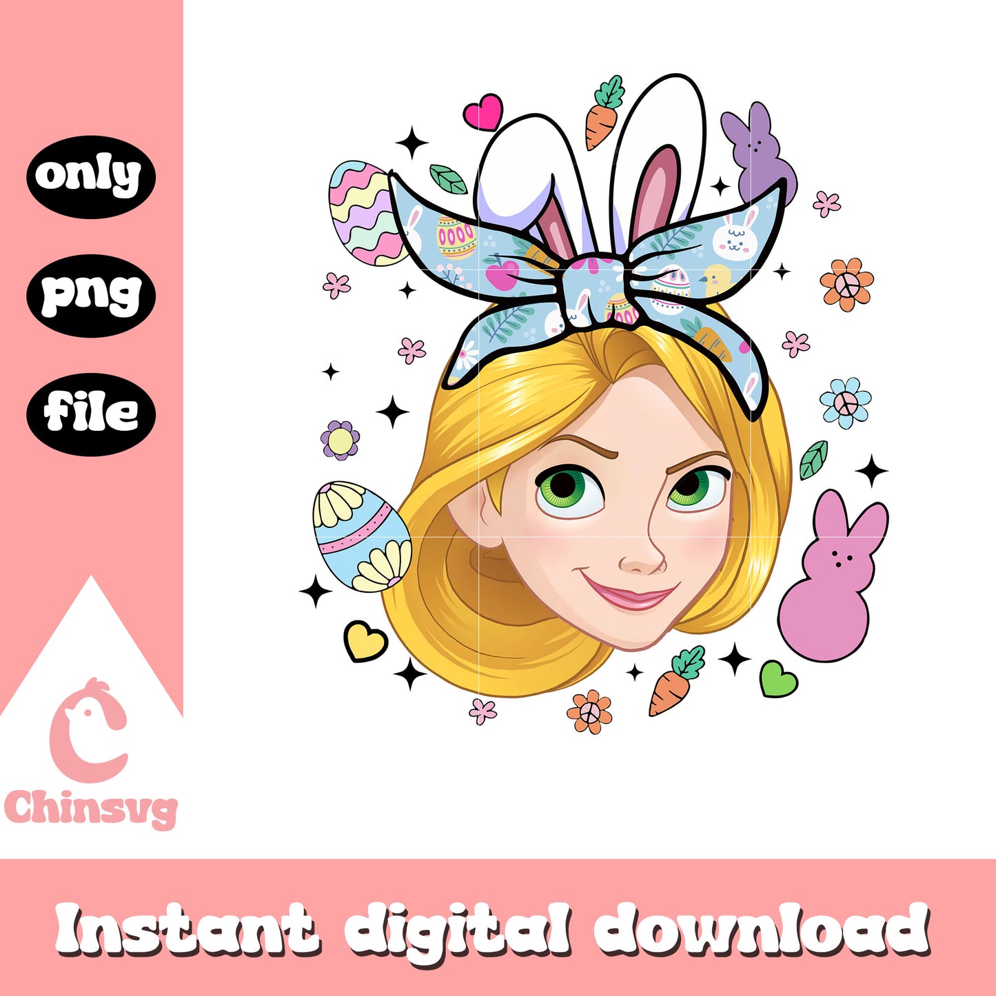 Rapunzel princess face easter bunny png, easter bunny png