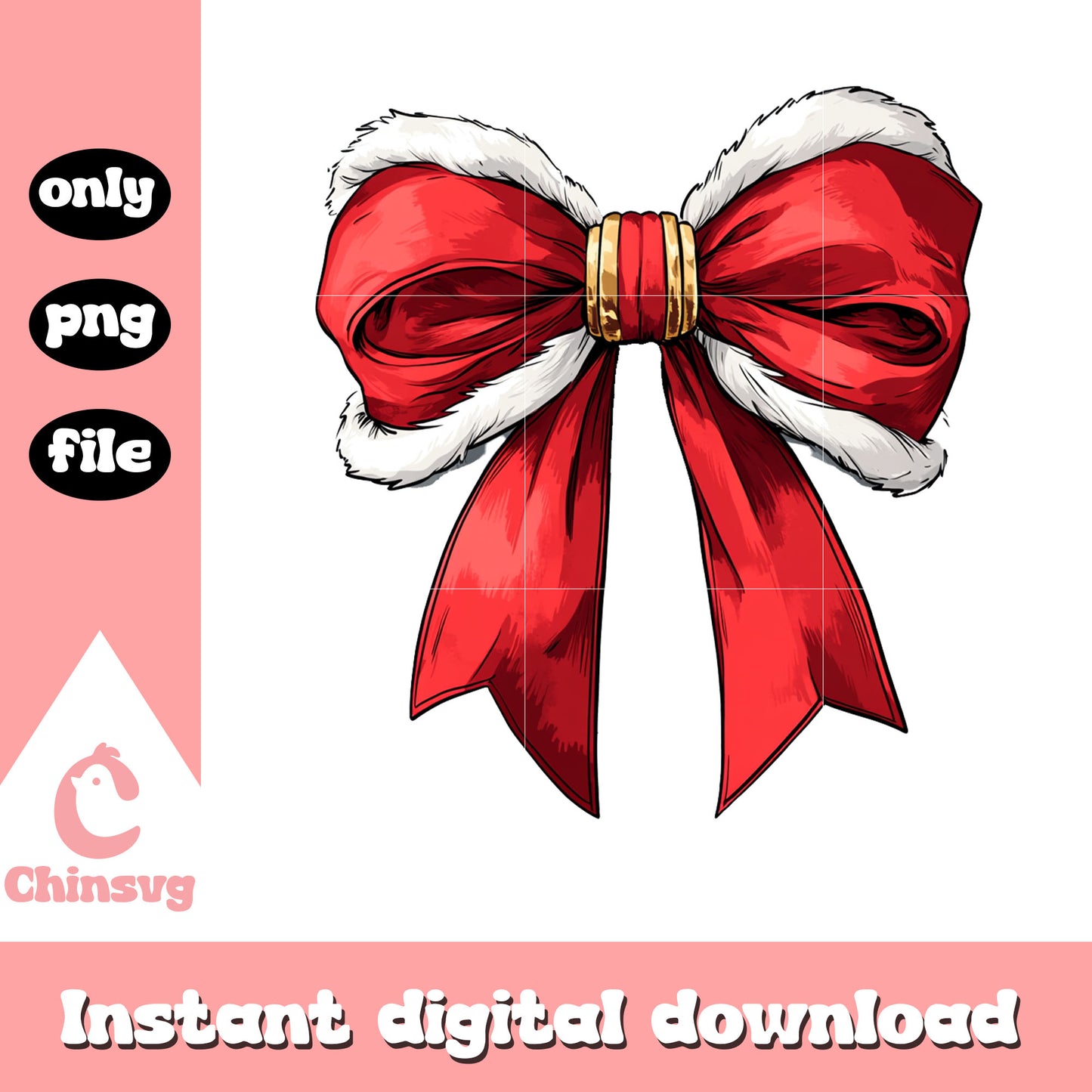 Red bow christmas vibe design png, christmas bow png