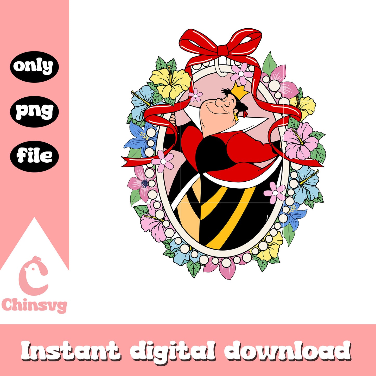 Red queen mirror design png, Alice in Wonderland png, disney png